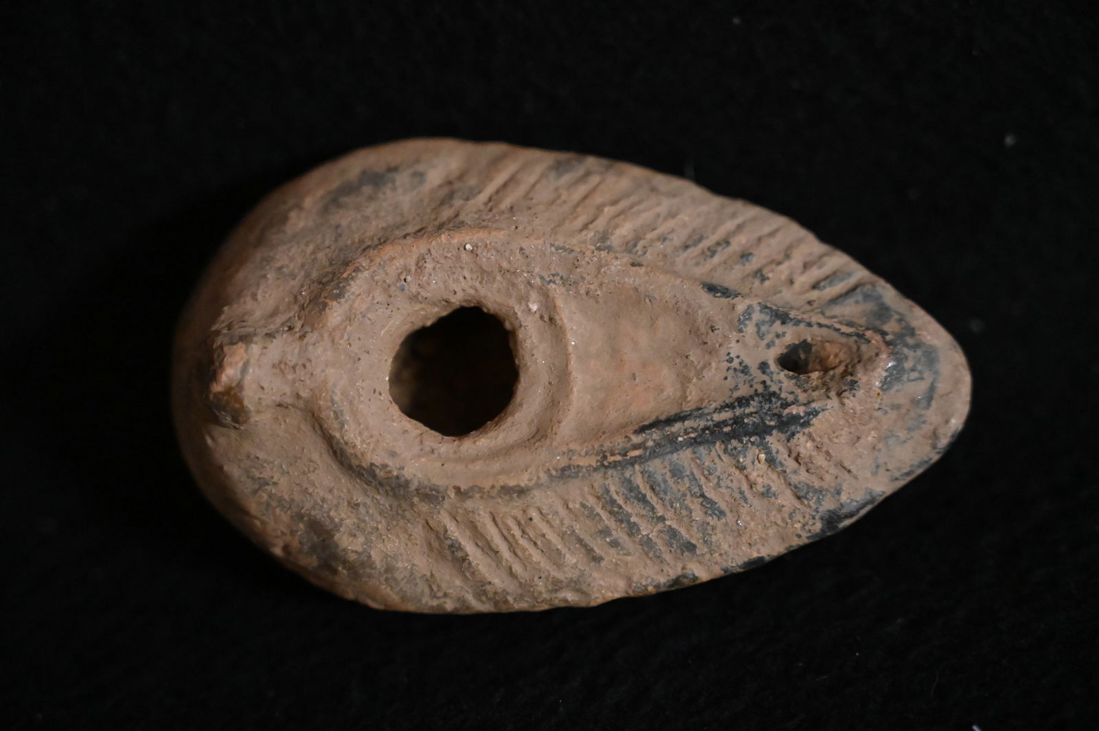 Holy Land Terracotta Oil Lamp Circa 500-700 AD.: Ancient Roman Fired Clay Terracotta Oil Lamp from the Byzantine Era. Used as the main source of light for thousands of years the oil lamp was a very important inventions that was only slightly modifie