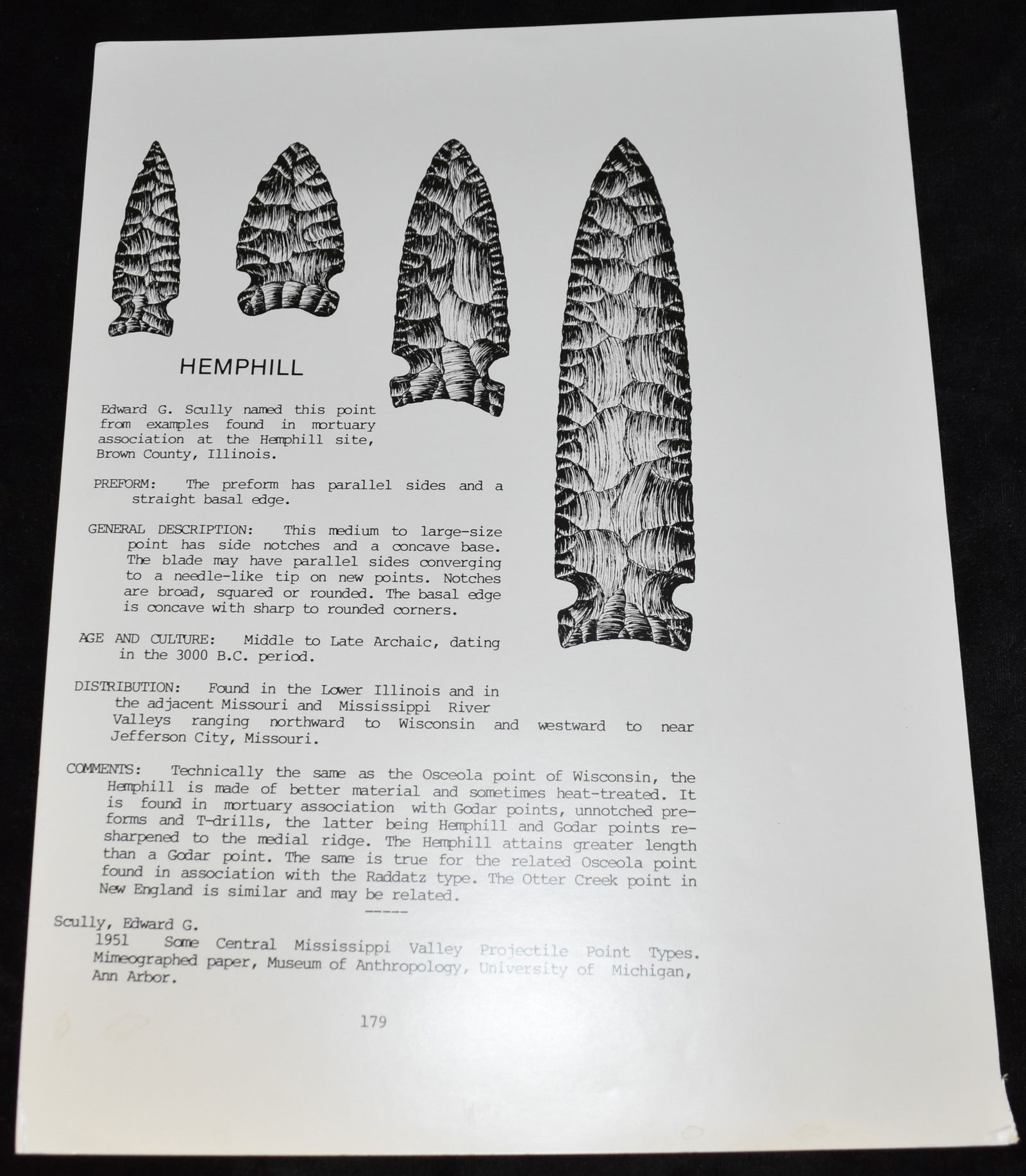 Hemphill Original Plate used in the Creation of Perino's Book - Selected Preforms, Points, and: Hemphill Original Plate used in the Creation of Perino's Book - Selected Preforms, Points, and Knives of the North American Indians. Gregory Perino was a highly respected authenticator and Author of N