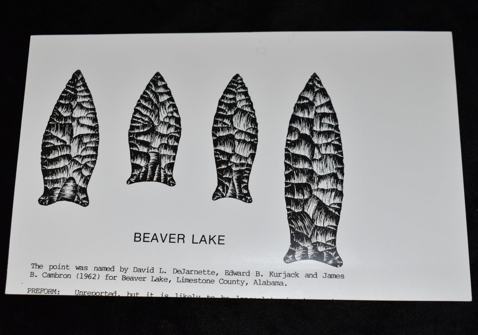 Beaver Lake Original Plate used in the Creation of Perino's Book - Selected Preforms, Points, and: Beaver Lake Original Plate used in the Creation of Perino's Book - Selected Preforms, Points, and Knives of the North American Indians. Gregory Perino was a highly respected authenticator and Author o