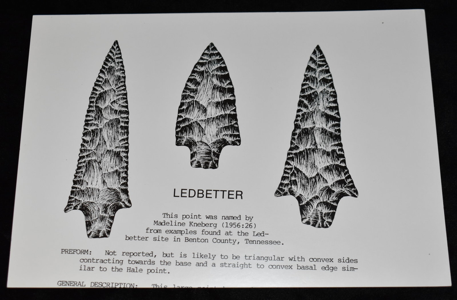 Ledbetter Original Plate used in the Creation of Perino's Book - Selected Preforms, Points, and: Ledbetter Original Plate used in the Creation of Perino's Book - Selected Preforms, Points, and Knives of the North American Indians. Gregory Perino was a highly respected authenticator and Author of 