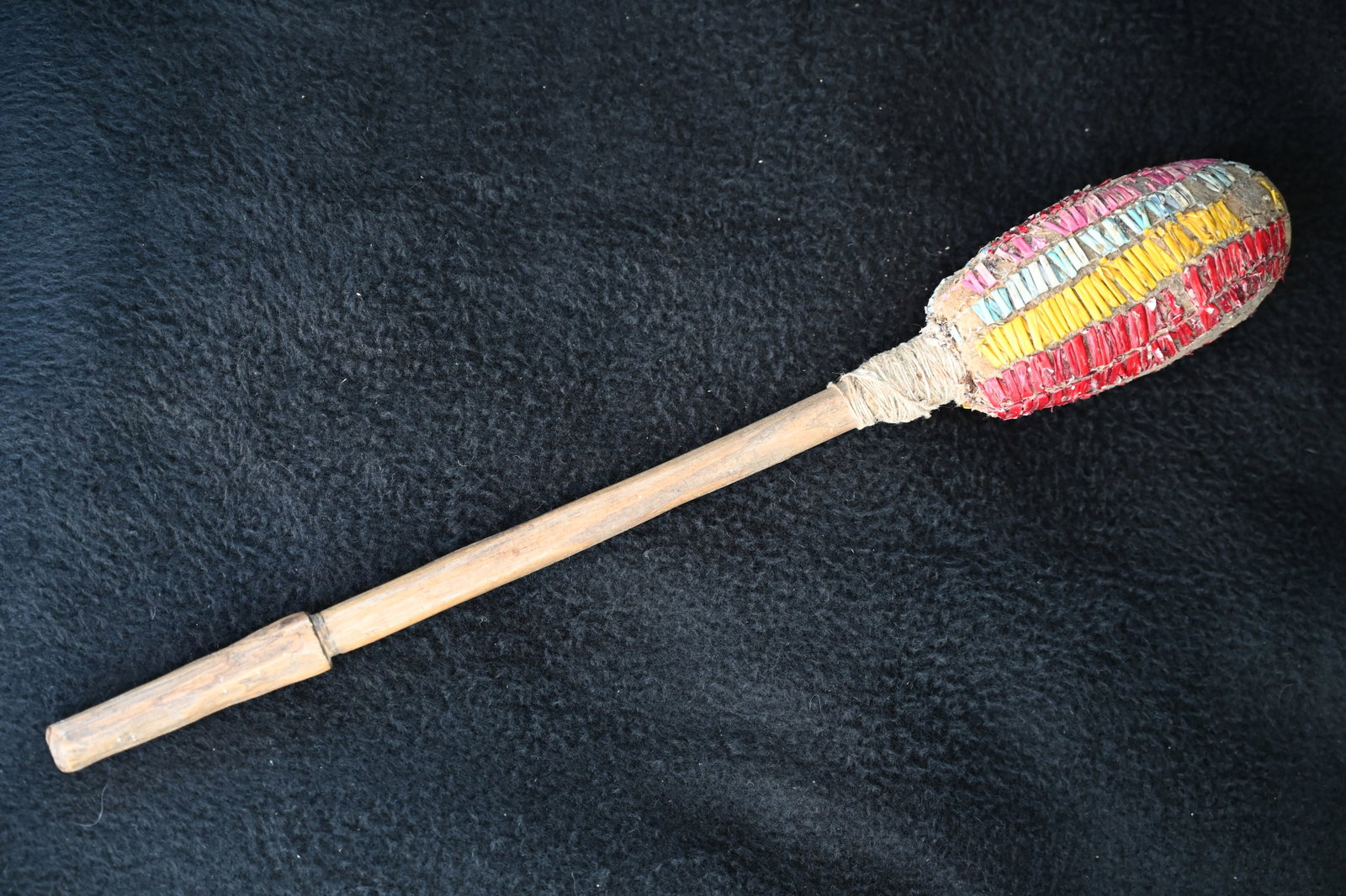 12" Native American Quilled Dance Stick.: 12" Native American Quilled Dance Stick.