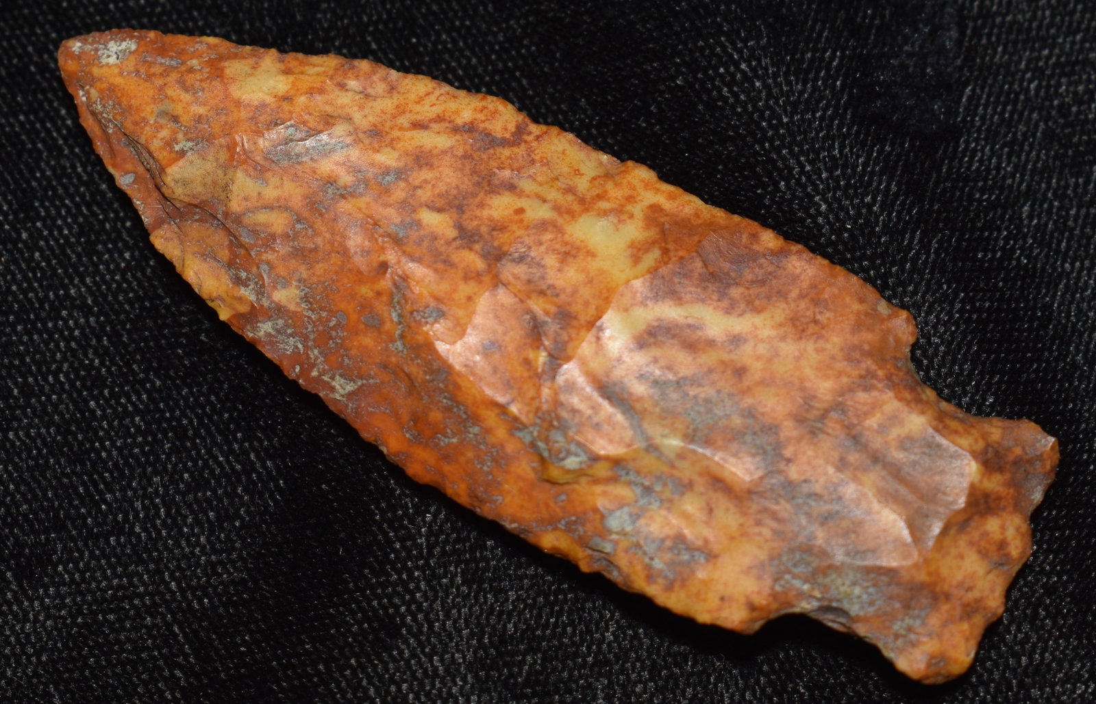 2 7/8" Colorful River Patinated Table Rock found in Page County, Iowa by Grover T. Hood: 2 7/8" Colorful River Patinated Table Rock found in Page County, Iowa by Grover T. Hood.