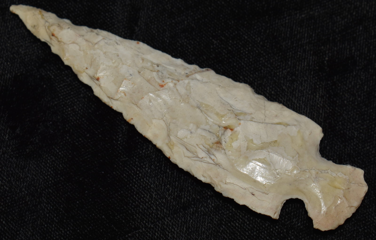 3 3/4" Motley Arrowhead found in Johnson County, Missouri: 3 3/4" Motley Arrowhead found in Johnson County, Missouri. Ex Tim Patrick Collection