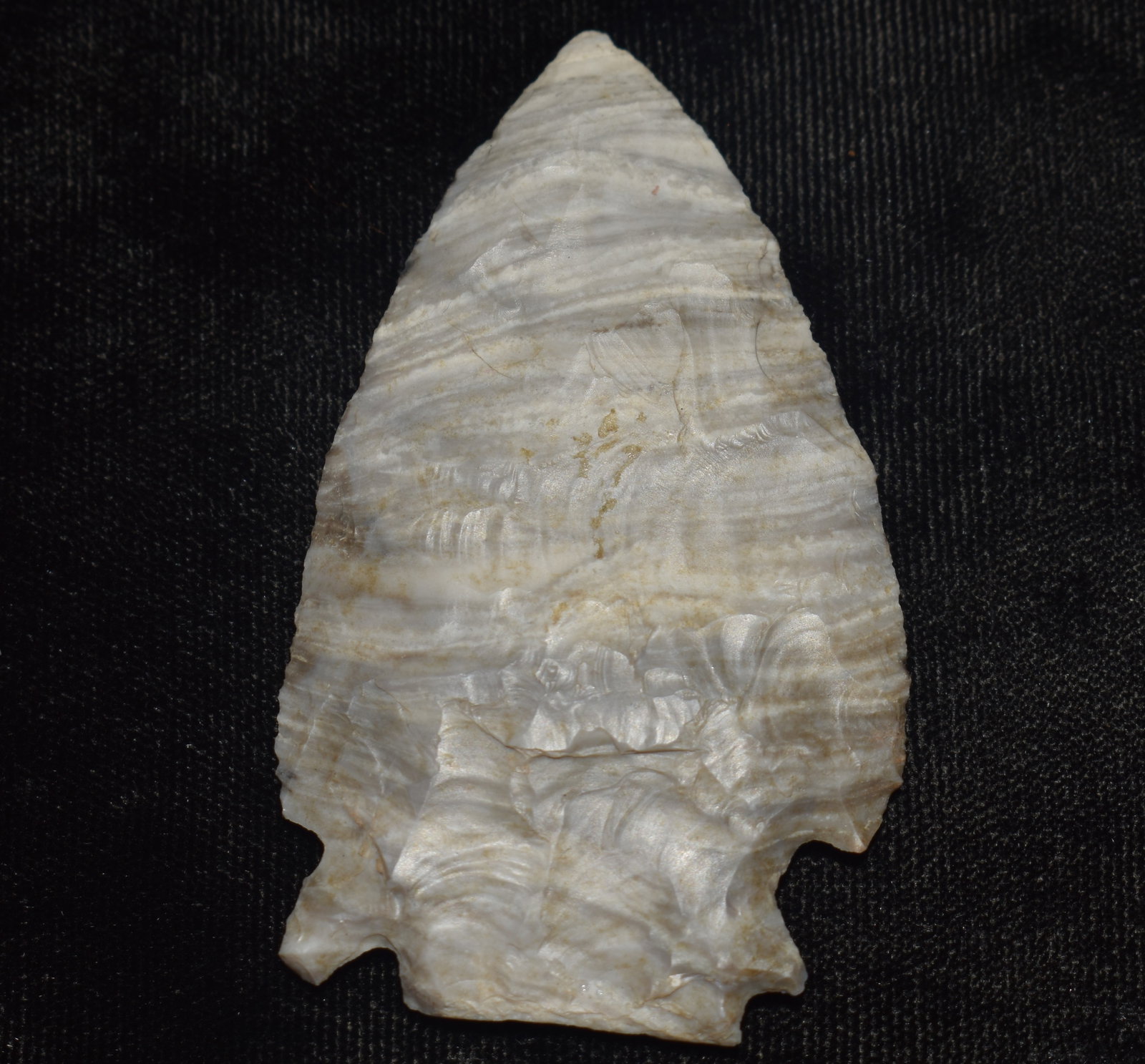 2 3/4" Mozarkite Merkle found in Johnson County, Missouri: 2 3/4" Mozarkite Merkle found in Johnson County, Missouri. Very rare point type. There is a small cluster of this point type found in Johnson and surrounding counties. Ex Tim Patrick Collection.