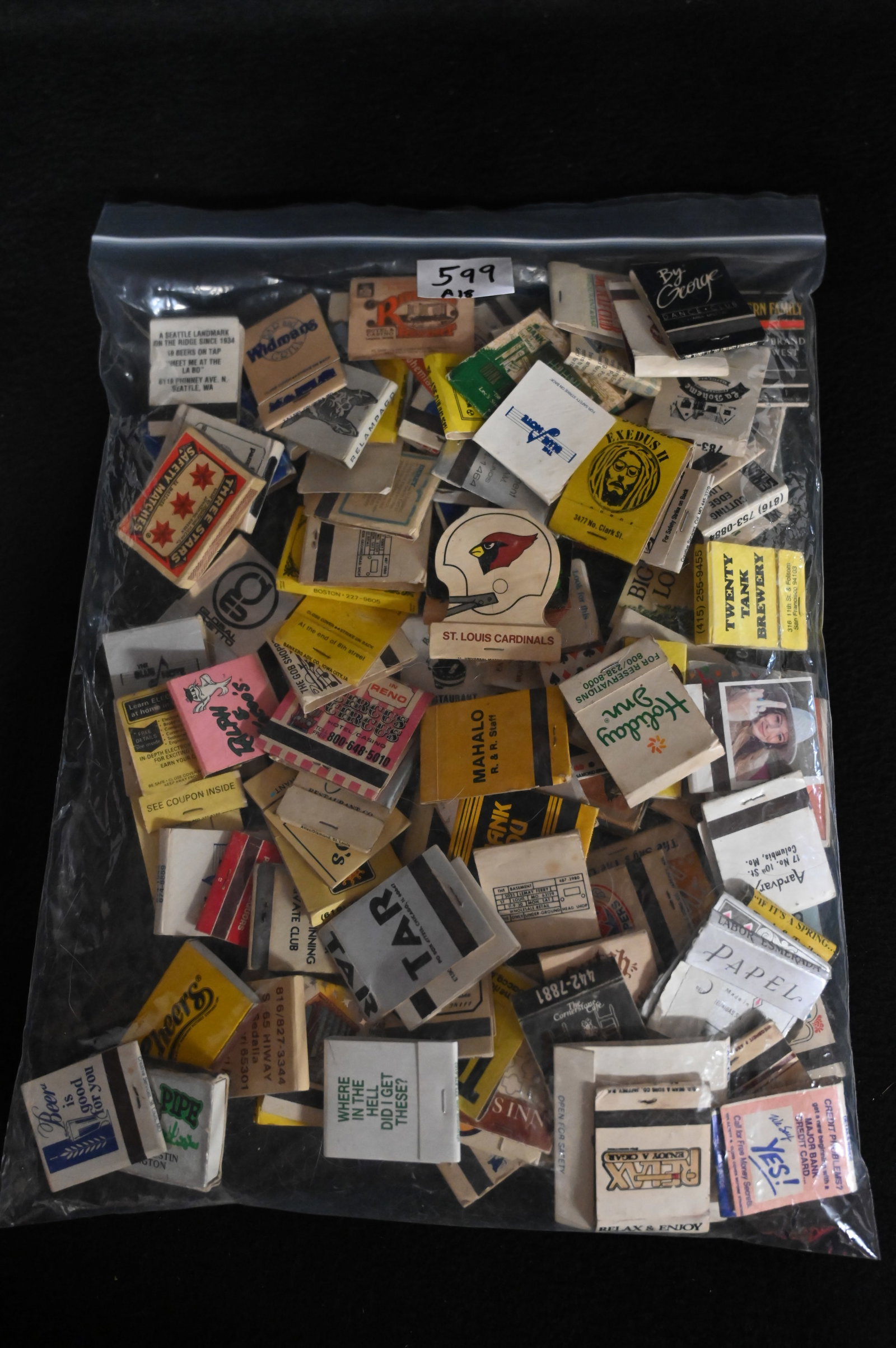 Bag Full of Vintage Advertisement Matchbooks.: Bag Full of Vintage Advertisement Matchbooks.