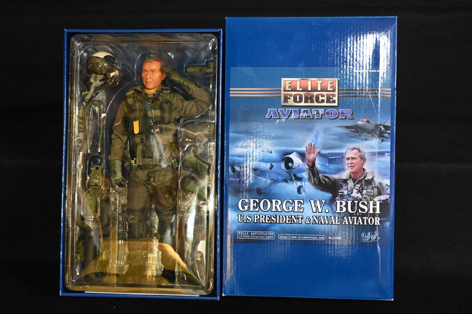 Elite Force Aviator George W. Bush U.S. President & Naval Aviator Collectible figure and gear in: Elite Force Aviator George W. Bush U.S. President & Naval Aviator Collectible figure and gear in brand new condition.