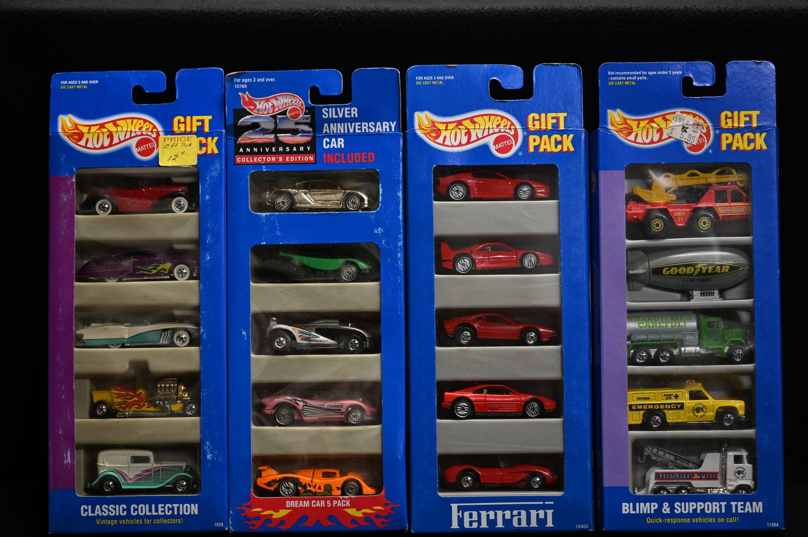 4 Mattel Hot Wheels 5 Car Gift Packs 1991 - 1993 Brand New in the original packaging.: 4 Mattel Hot Wheels 5 Car Gift Packs 1991 - 1993 Brand New in the original packaging.