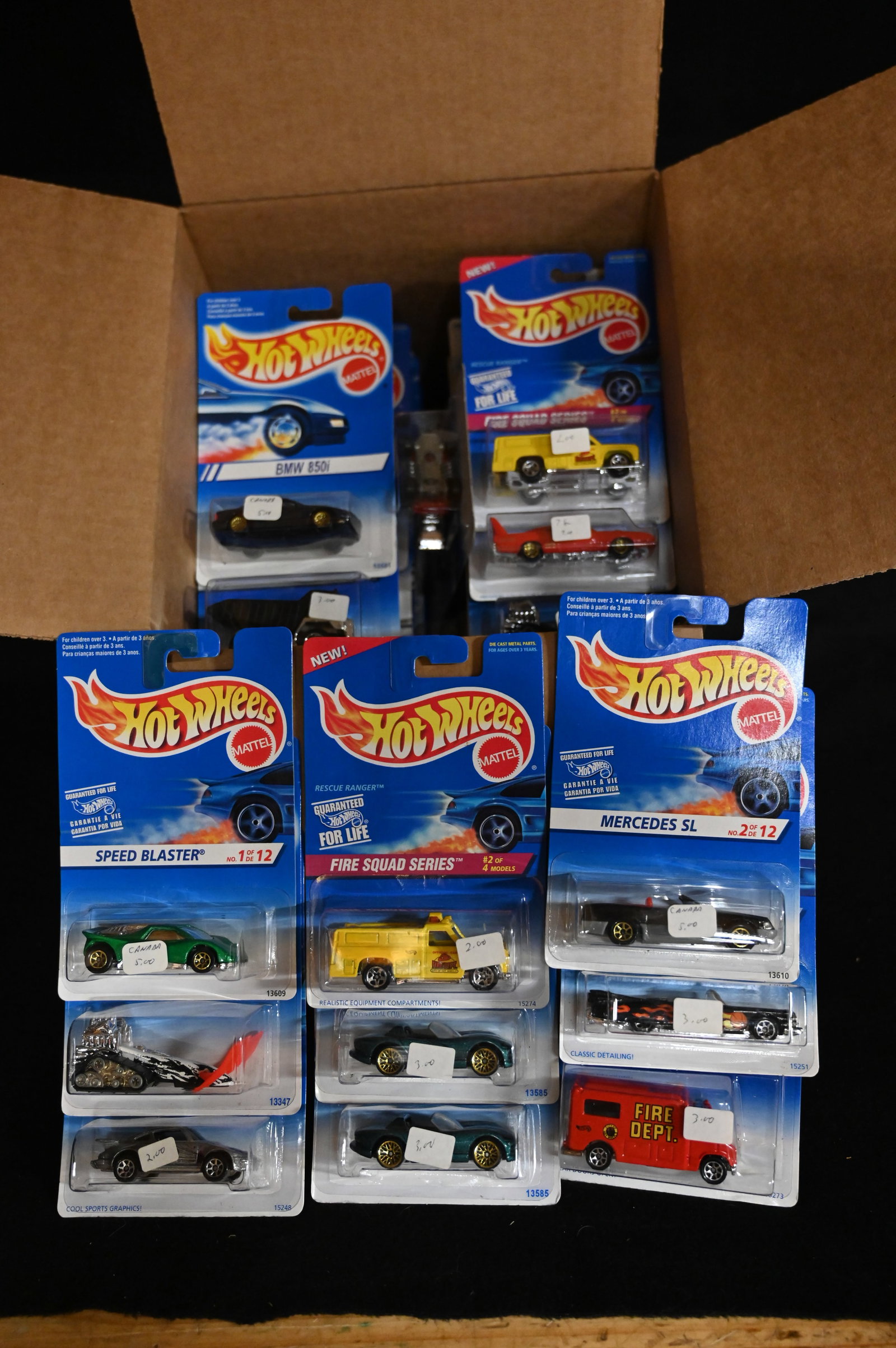 Mattel Hot Wheels Assortment contains 72 cars. All cars are brand new and in their original card.: Mattel Hot Wheels Assortment contains 72 cars. All cars are brand new and in their original card. We made sure the number of cars was correct and did not search through them. This box contains a mix o
