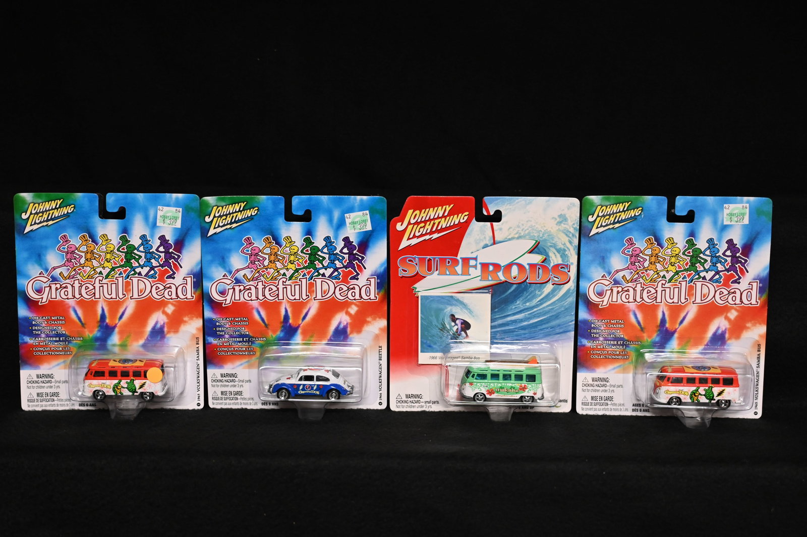 4 Johnny Lightning Grateful Dead and Surf Rods VW Buses and Bugs 2003-2004.: 4 Johnny Lightning Grateful Dead and Surf Rods VW Buses and Bugs 2003-2004.