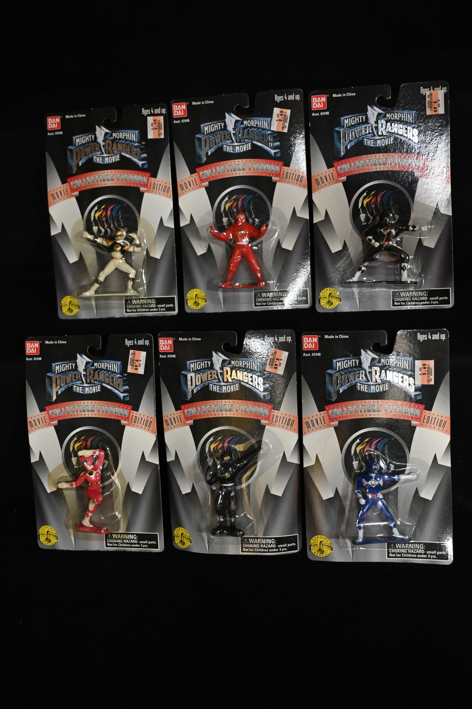 1995 Mighty Morphin Power Rangers Collectable Figures Complete Set of 6 Power Rangers produced by: 1995 Mighty Morphin Power Rangers Collectable Figures Complete Set of 6 Power Rangers produced by Bandai America Inc.