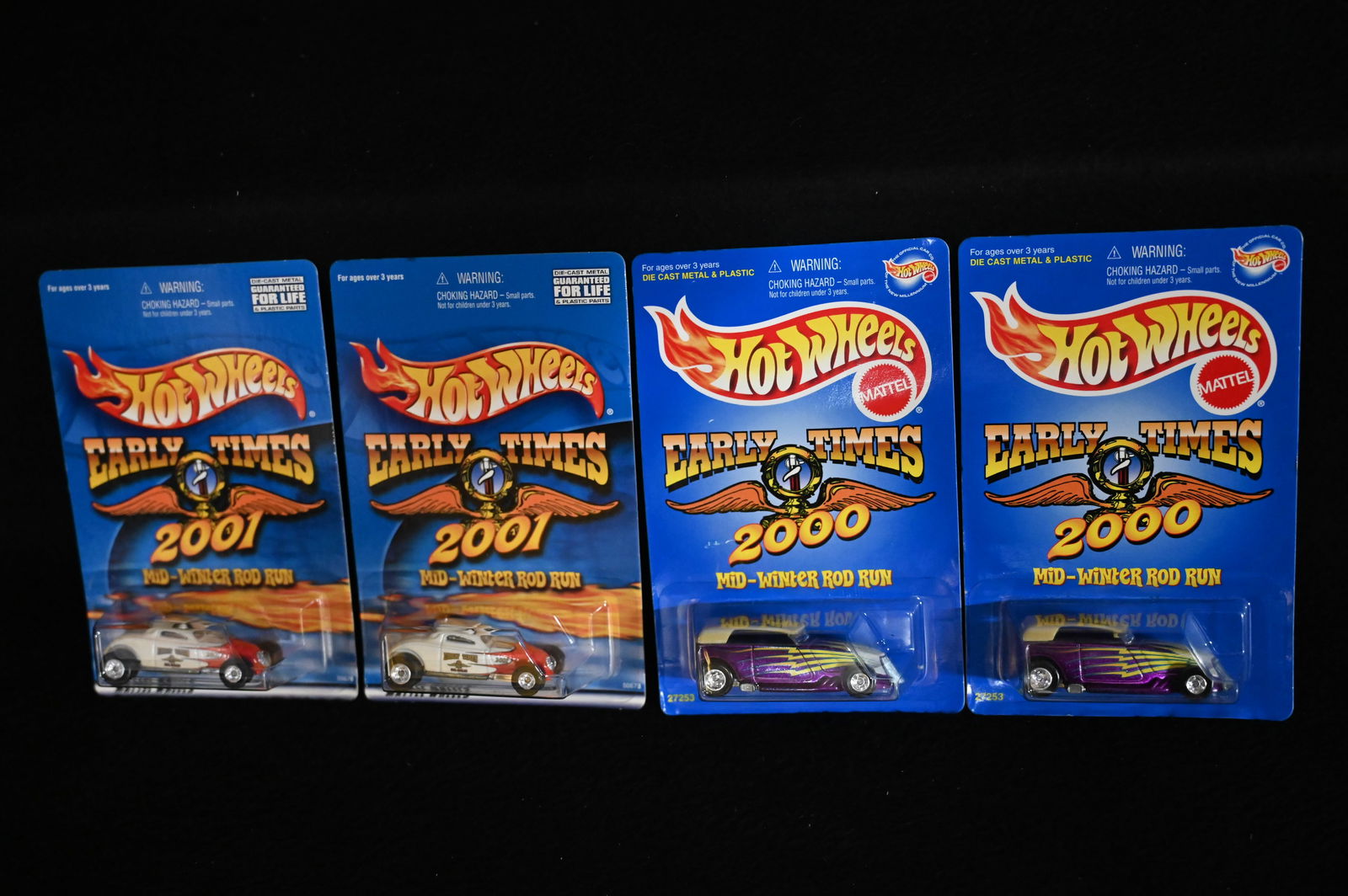 4 Hot Wheels 2000 & 2001 Mid-Winter Rod Run Die Cast Cars: 4 Hot Wheels 2000 & 2001 Mid-Winter Rod Run Die Cast Cars