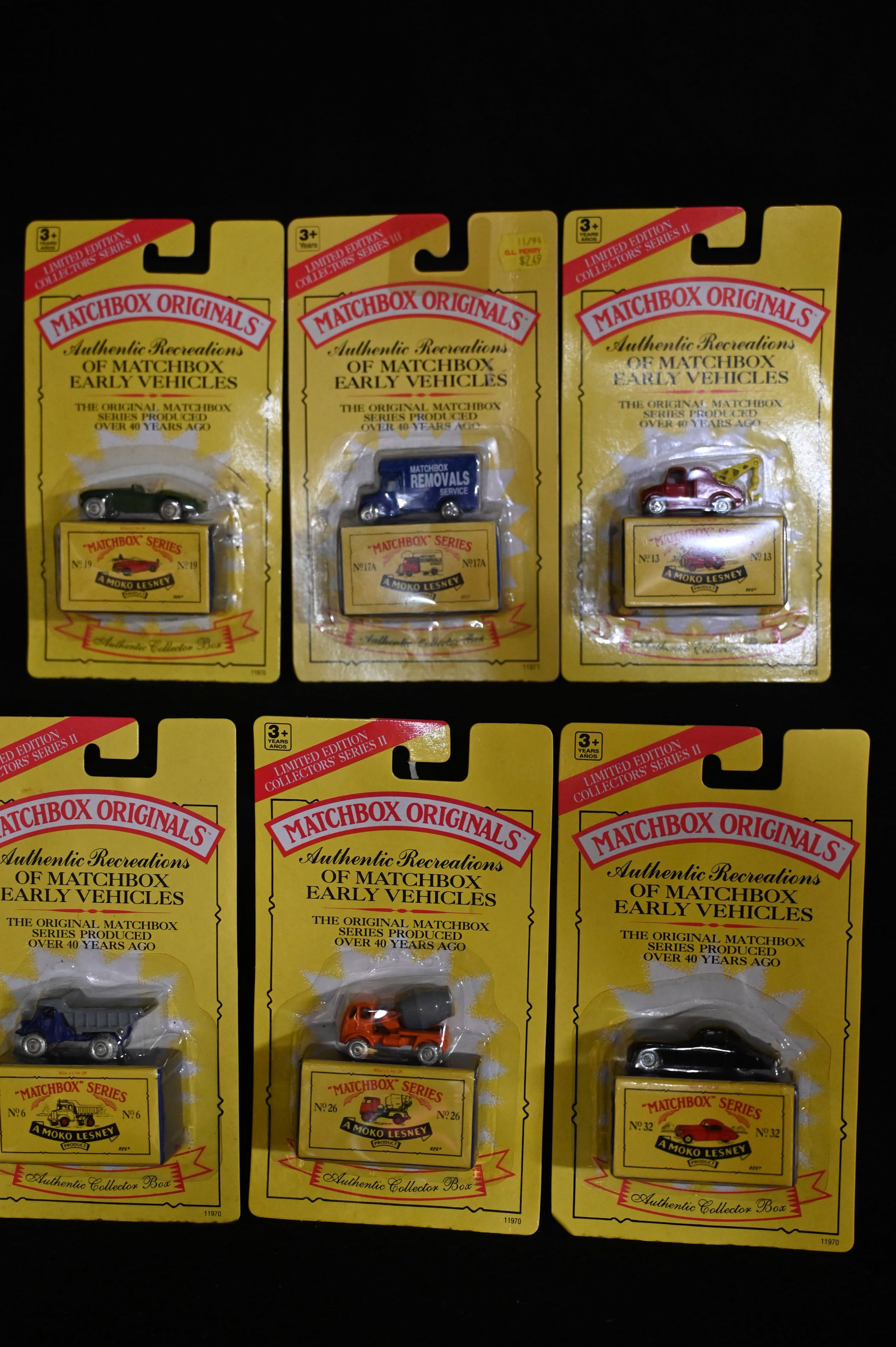 6 Matchbox Originals Series 1993 Limited Edition Collector's Series.: 6 Matchbox Originals Series 1993 Limited Edition Collector's Series.