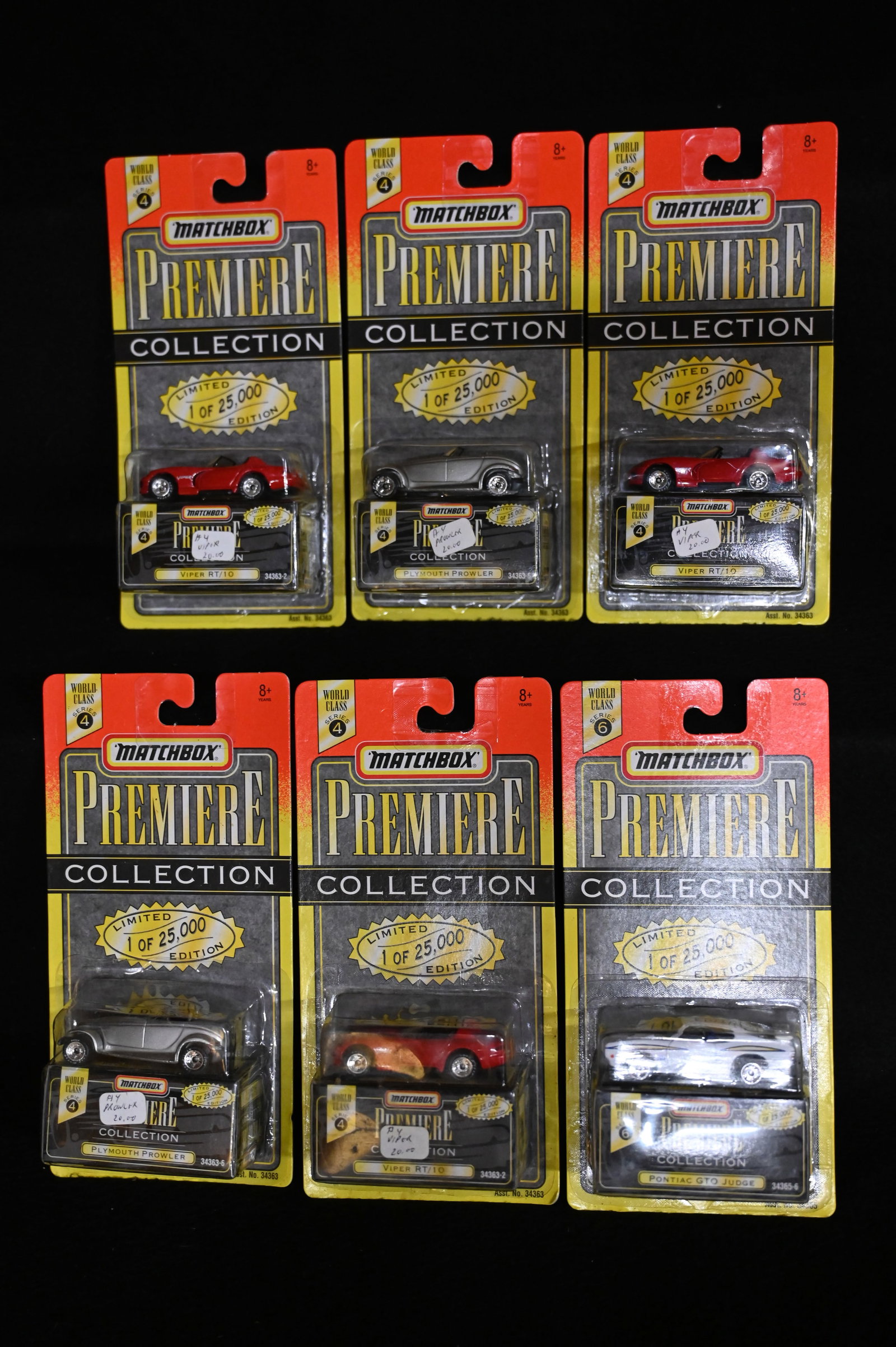 8 Matchbox Premiere Collection 1995 Limited Edition Die Cast 1/64 scale cars in brand new condition.: 8 Matchbox Premiere Collection 1995 Limited Edition Die Cast 1/64 scale cars in brand new condition.