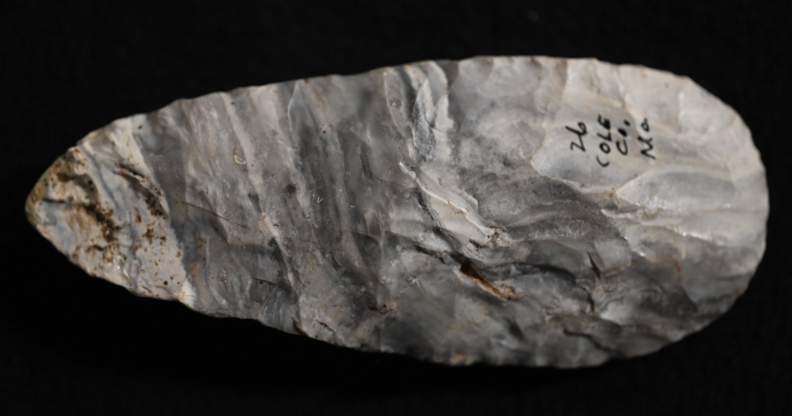 4 3/4" Heavily Polished Mozarkite Digger Found in Miller Co. Missouri.: 4 3/4" Heavily Polished Mozarkite Digger Found in Miller Co. Missouri. Key words: Ancient, Prehistoric Native American Indian Artifacts, Arrowheads, Stone Tools
