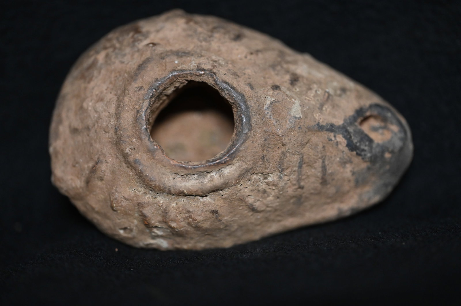 Holy Land Terracotta Oil Lamp Circa 500-700 AD.: Ancient Roman Fired Clay Terracotta Oil Lamp from the Byzantine Era. Used as the main source of light for thousands of years the oil lamp was a very important inventions that was only slightly modifie