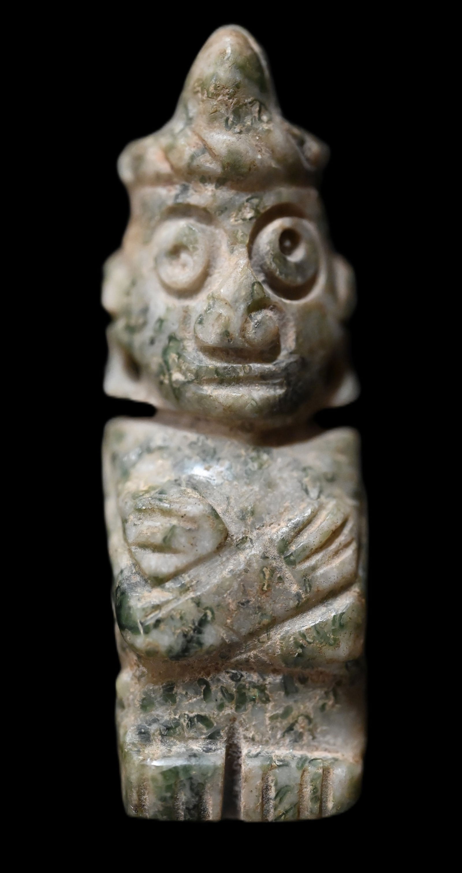 Olmec Jadeite Mixtec Pendant 2 5/8" Figure.  Ex: Harold Mohrman Collection. (1 of 10)