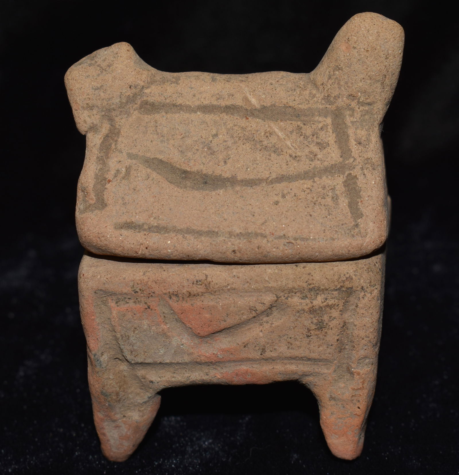 Pre-Columbian Mayan 2 Piece Pottery Incense Burner or Box (1 of 8)