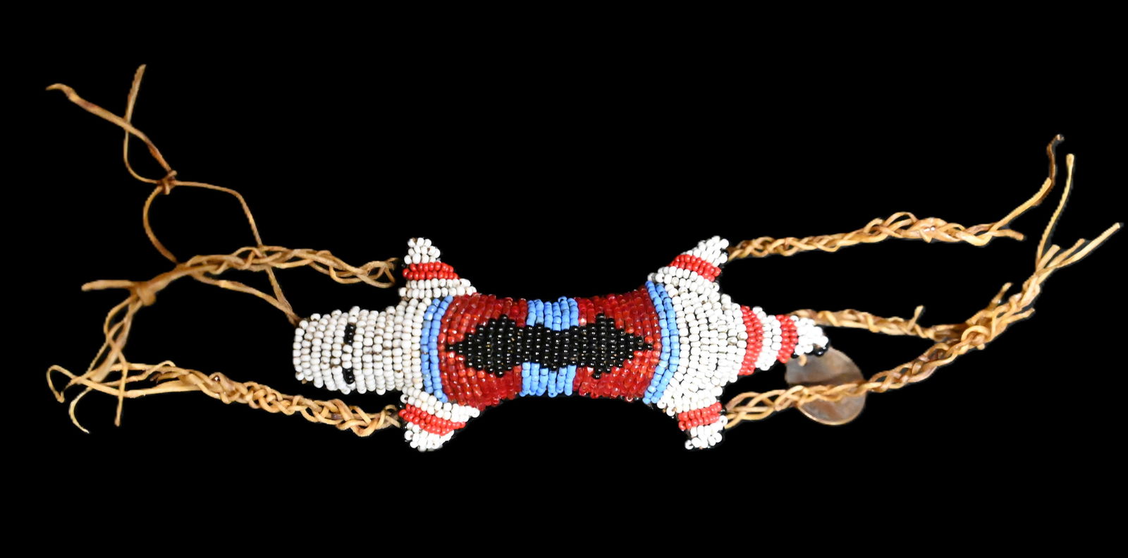 Sioux Beaded Umbilical Cord Fetish 5" x 2". (1 of 5)