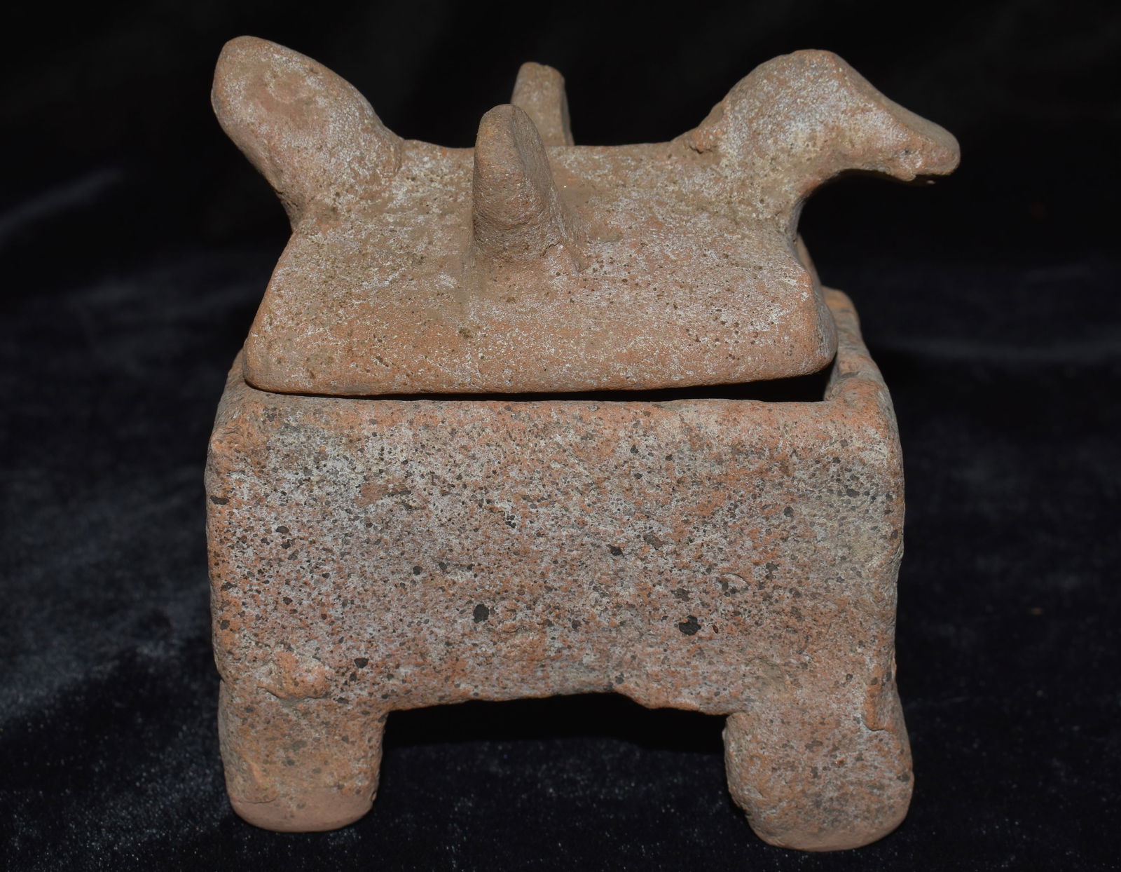 Pre-Columbian Mayan 2 Piece Pottery Incense Burner or Box (1 of 8)