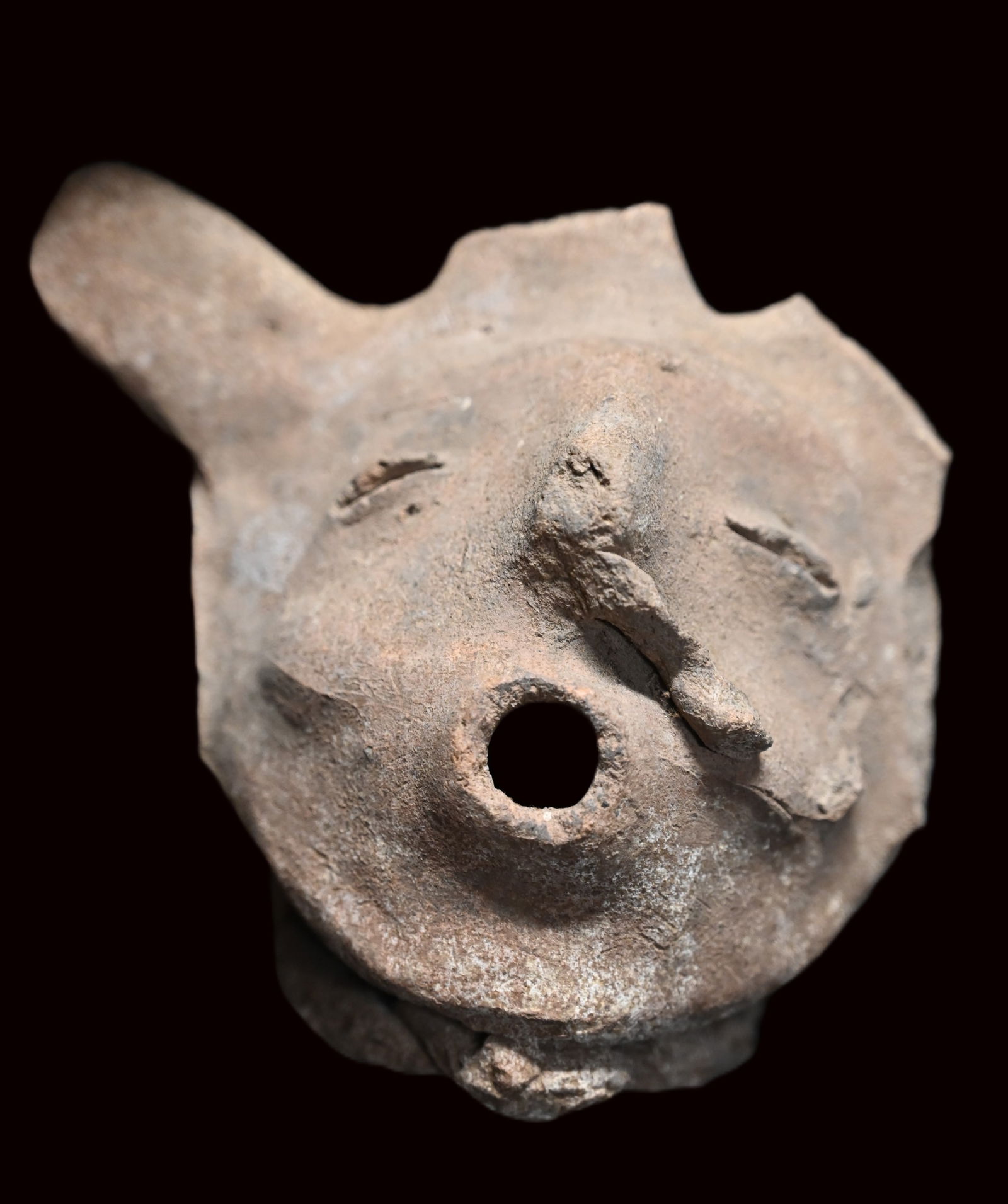 Pre-Columbian Mayan Pottery Figure of a Human with large ears stands 5 1/4 inches Tall. (1 of 6)