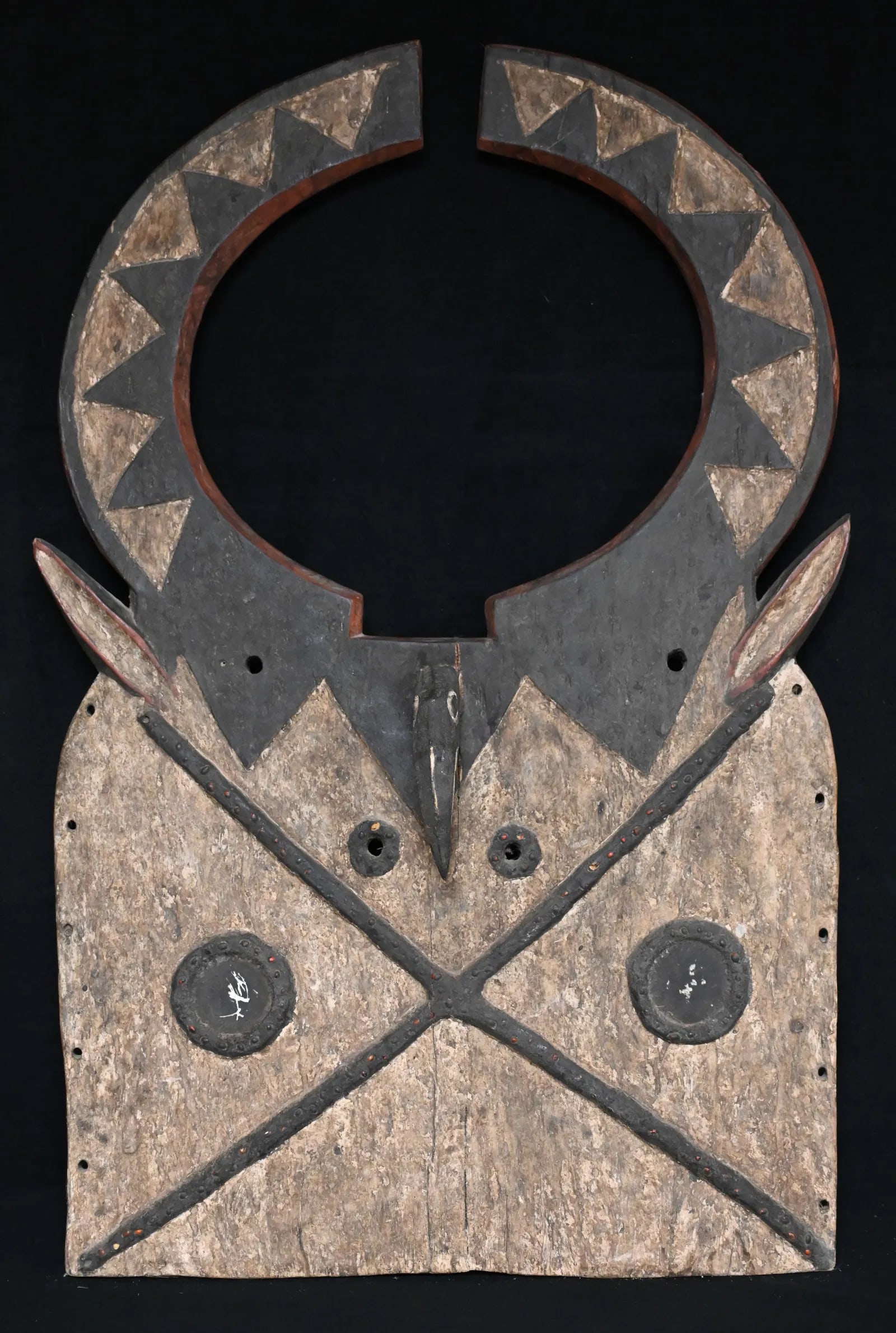 Burkina Faso Tribal Dance Bird Plank Mask From Africa. 34 inches Long 22 1/2 inches wide.: Burkina Faso Tribal Dance Bird Plank Mask From Africa. 34 inches Long 22 1/2 inches wide. Mid-Century or Older. Hand Carved from one large piece of wood and hand painted. Despite Muslim and Christian 