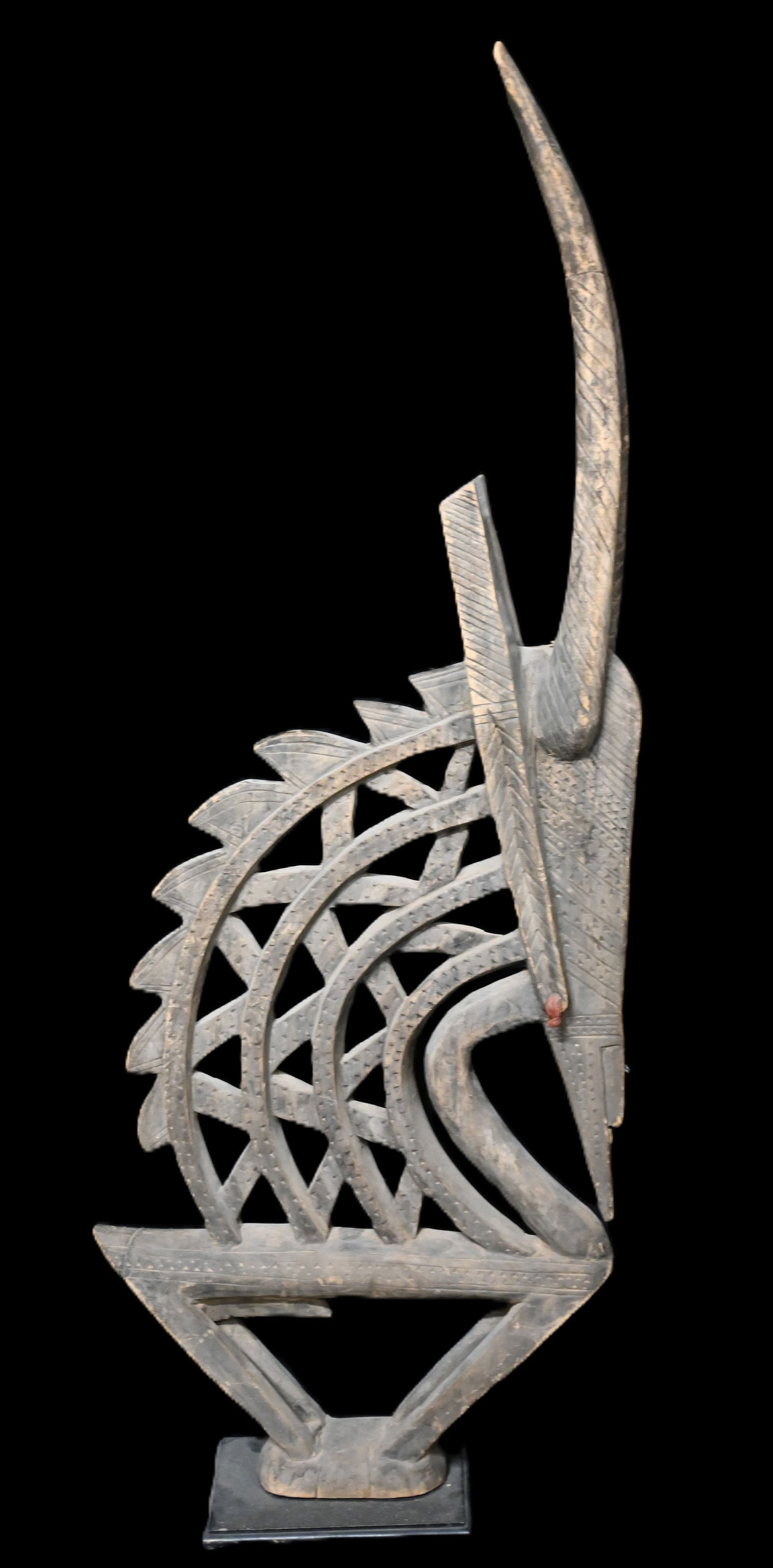 45 1/4" Tall Chiwara Bambara Antelope Hand Carved Mali Wood Figure Statue. The Chiwara initiation (1 of 10)