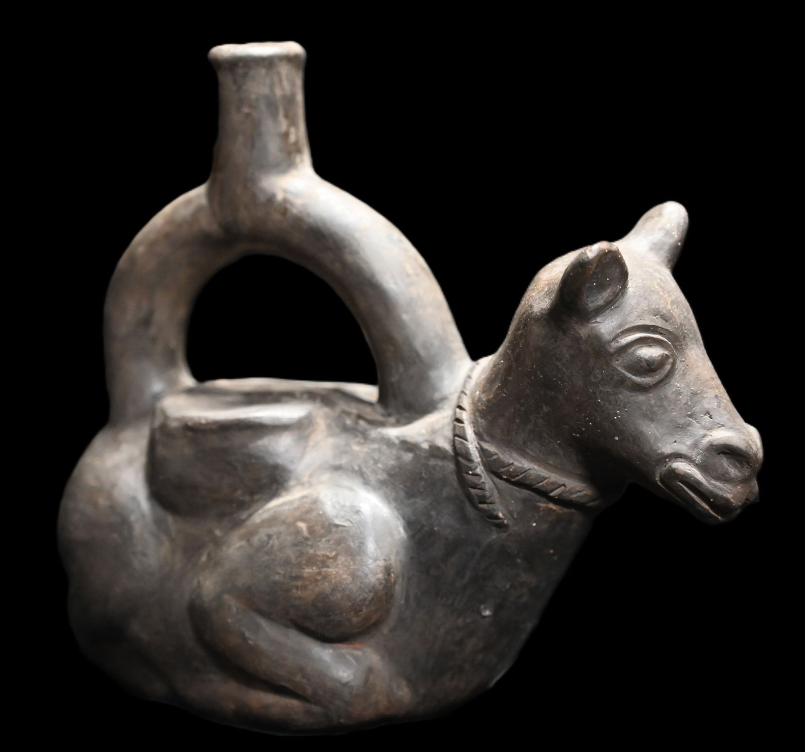 Moche Pottery Figural Llama Stirrup Spout Bottle.  We're selling this as modern in our opinion. (1 of 7)