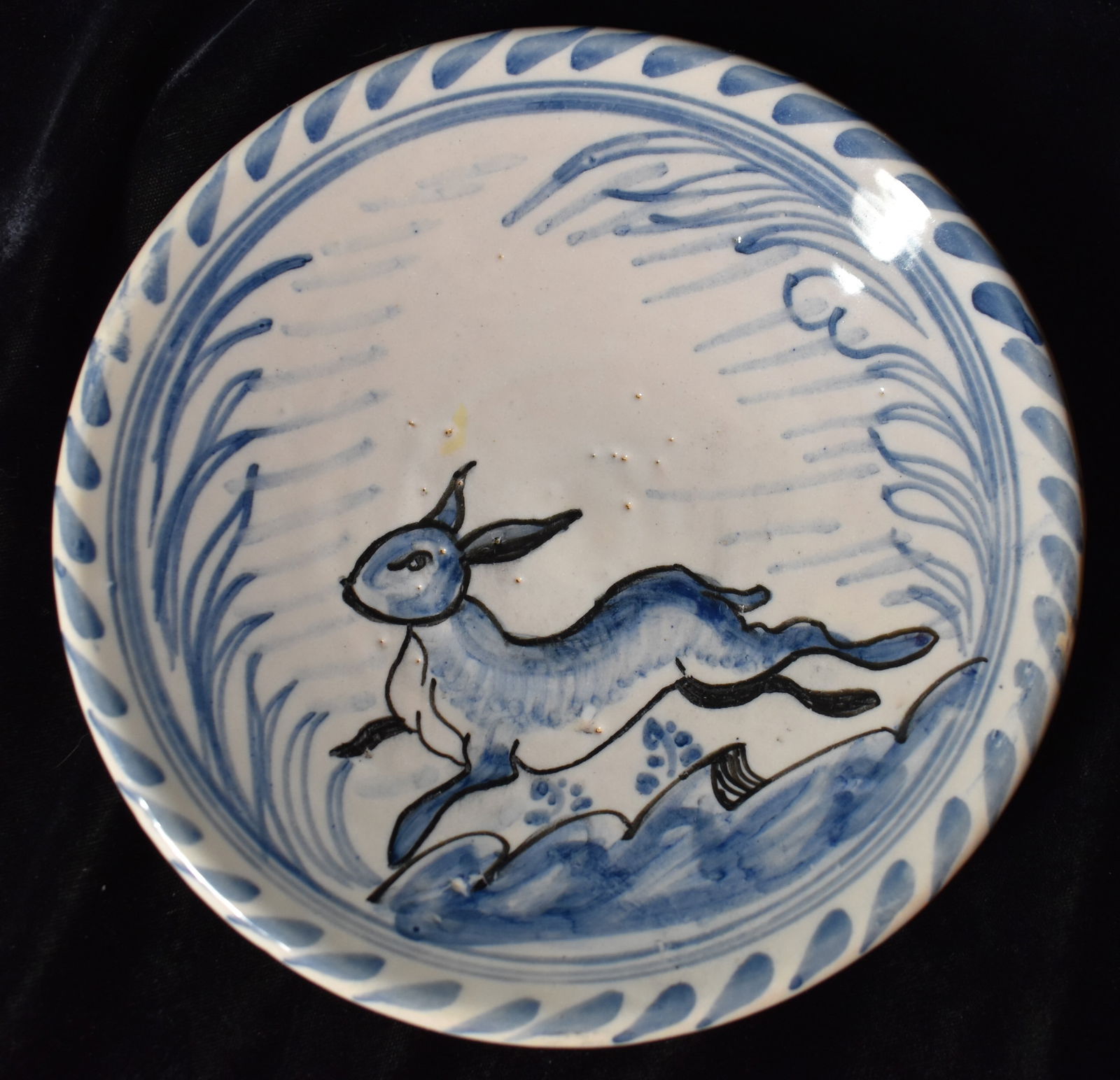Vintage Blue on White Animorphic Puente del Arzobispo or Talav Folk Art Wall Plate (1 of 7)