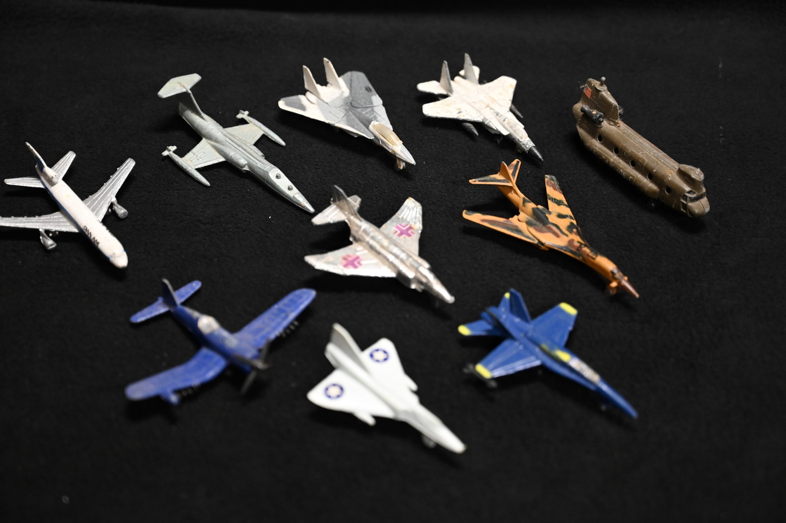 10 Military Toy Planes and Helicopters. Most are Cast Iron Zee Toys.: 10 Military Toy Planes and Helicopters. Most are Cast Iron Zee Toys.