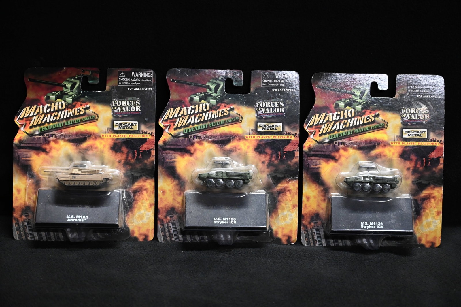 3 Macho Machines Forces of Valor Die Cast Metal Tanks produced in 2009.: 3 Macho Machines Forces of Valor Die Cast Metal Tanks produced in 2009.