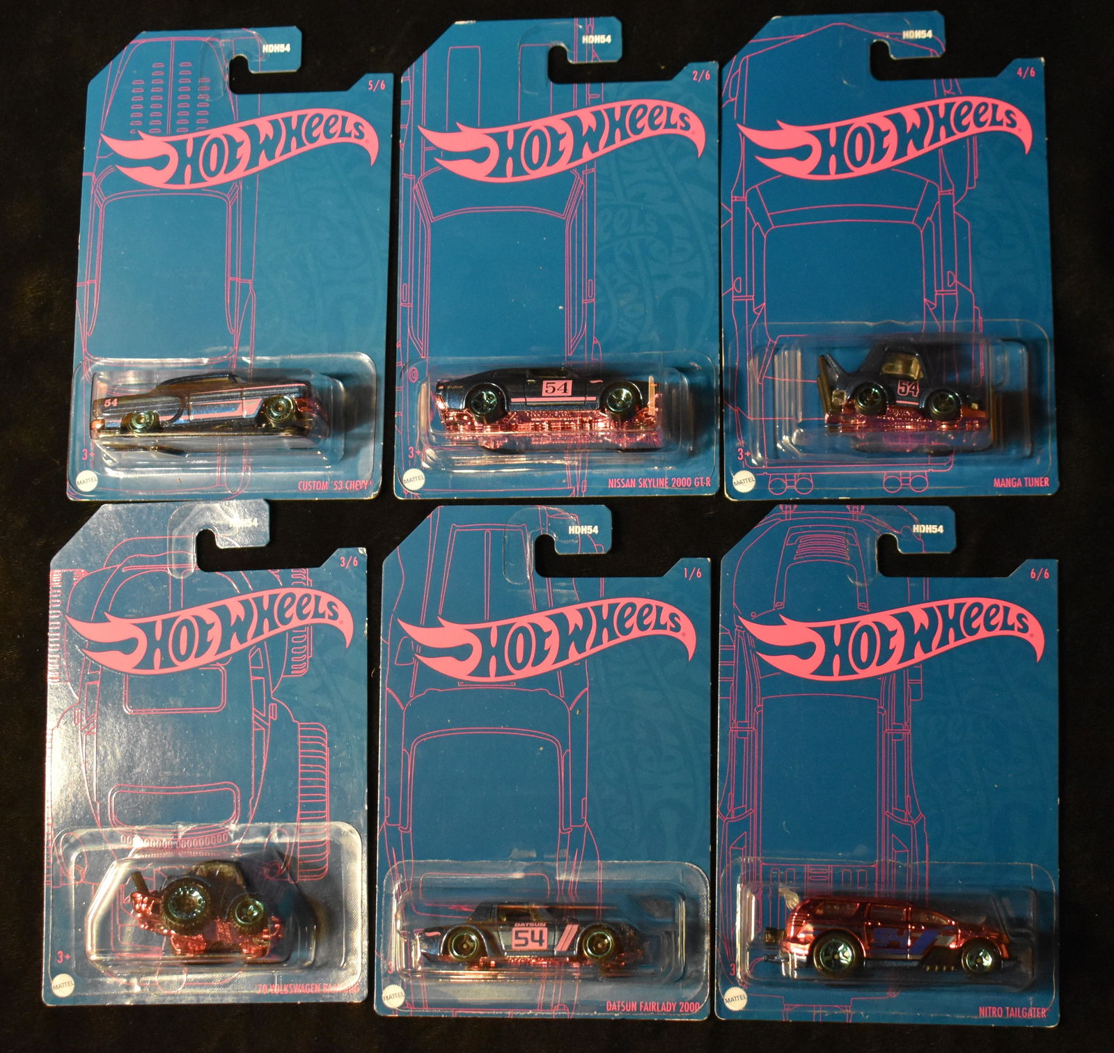 Hot Wheels 2022 Pearl And Chrome 54th Anniversary Set - 6 Car Set: Hot Wheels 2022 Pearl And Chrome 54th Anniversary Set - 6 Car Set. 1:24 Scale hot wheels diecast cars. New in their original packages.