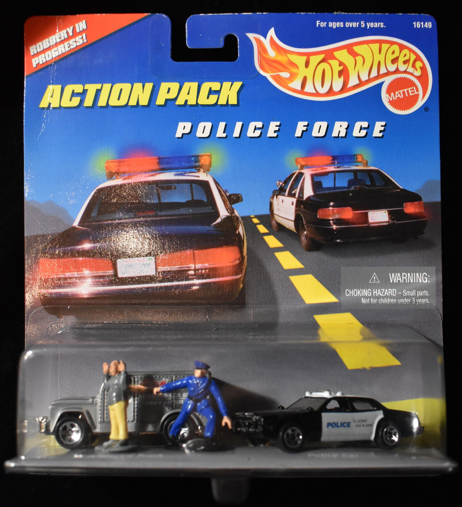 1996 Mattel Hot Wheels Action Pack Police Force Robbery In Progress NIB (1 of 4)