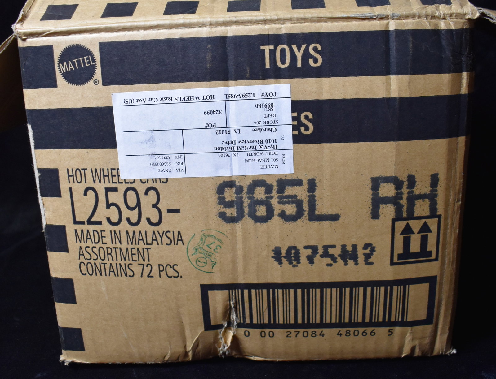 2003 Mattel Hot Wheels Assortment - 72 Cars: Mattel Hot Wheels Assortment contains 72 cars. All cars are brand new and in their original card. We made sure the number of cars was correct and did not search through them. Cars in this lot are from