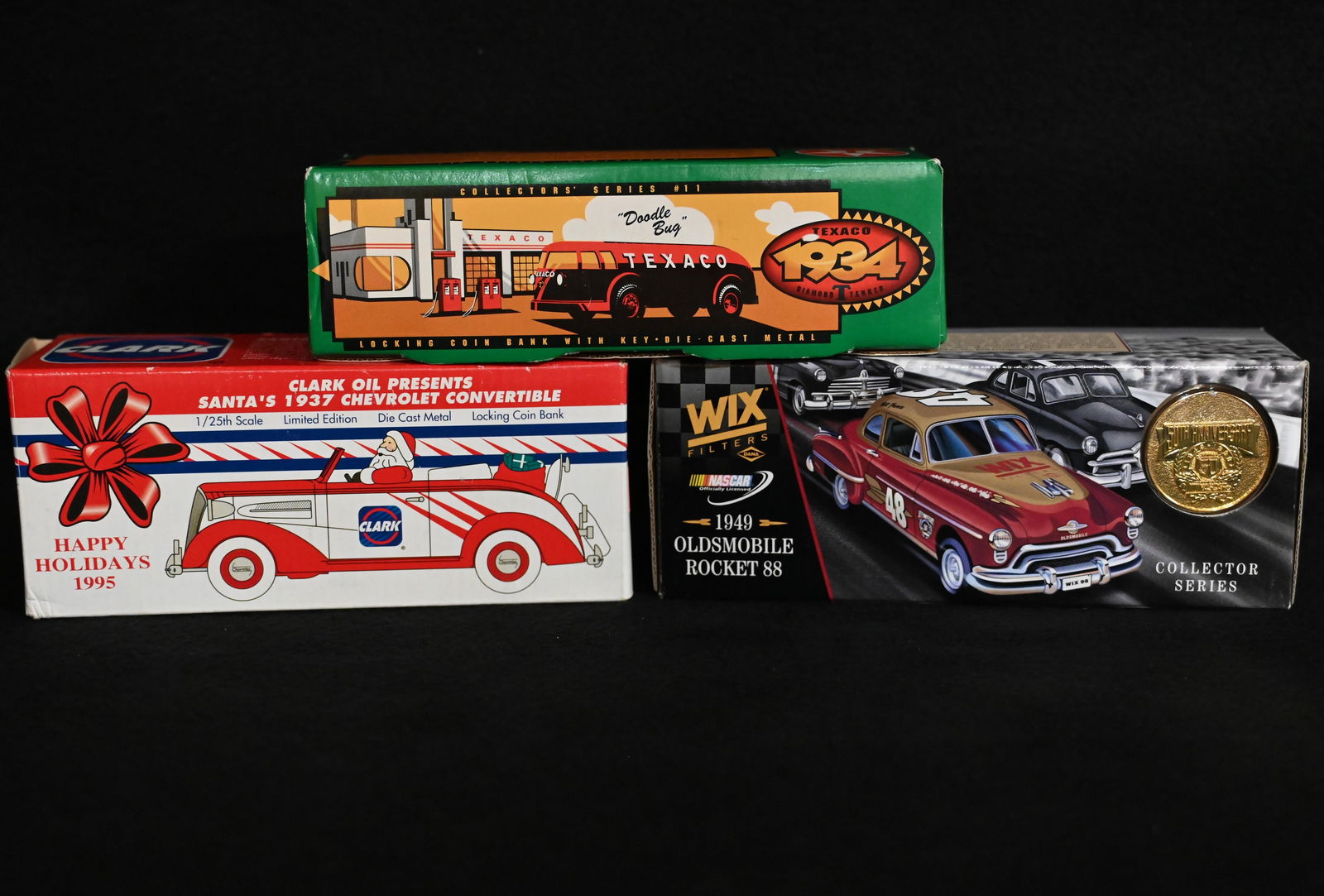 3 Vintage 1990's Gas and Automotive Commemorative Diecast Cars NIB (1 of 5)