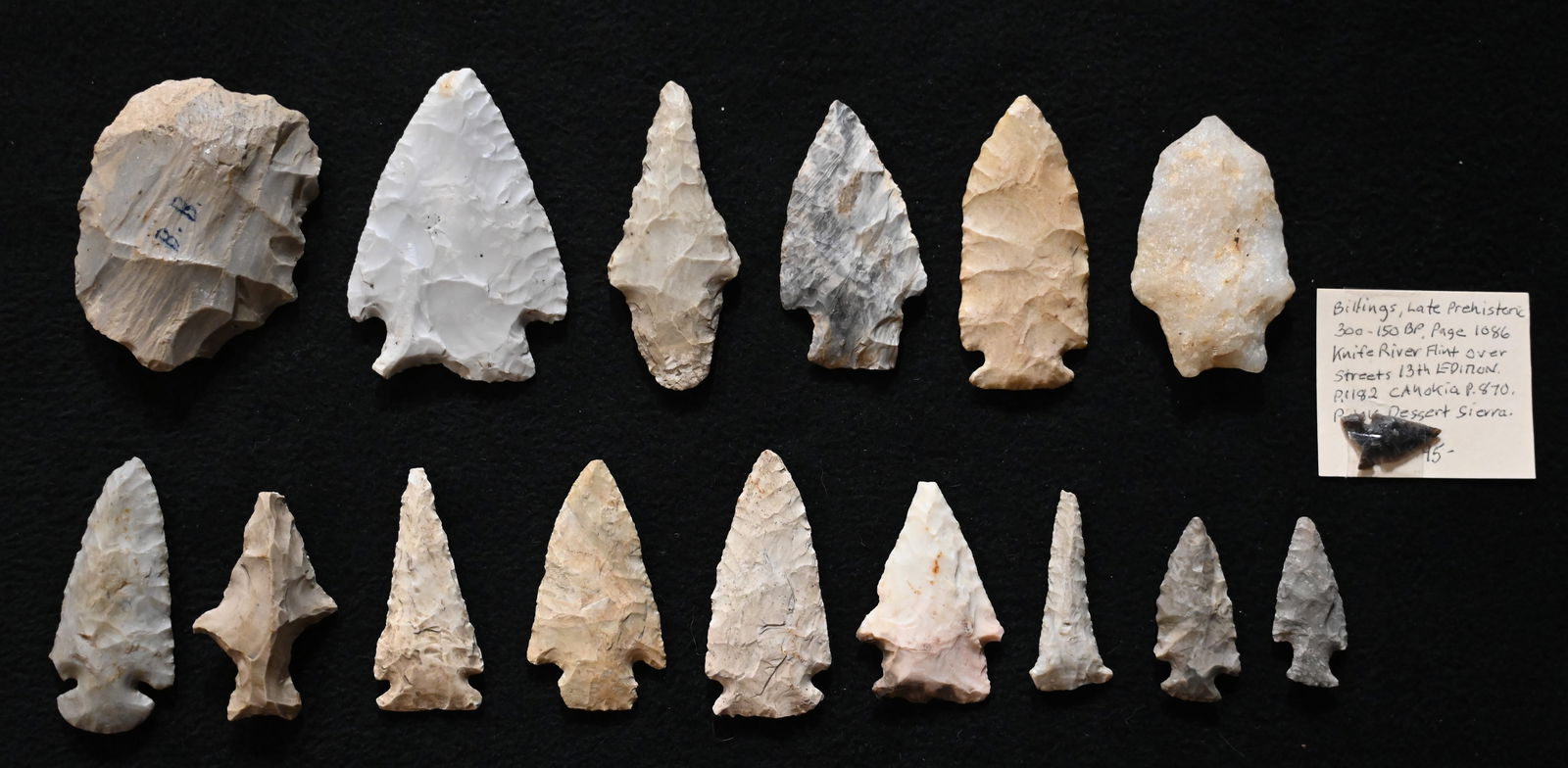 16 Arrowheads Found in Wisconsin and surrounding States 3" Longest.  Includes Dovetail, Warrick, and (1 of 9)