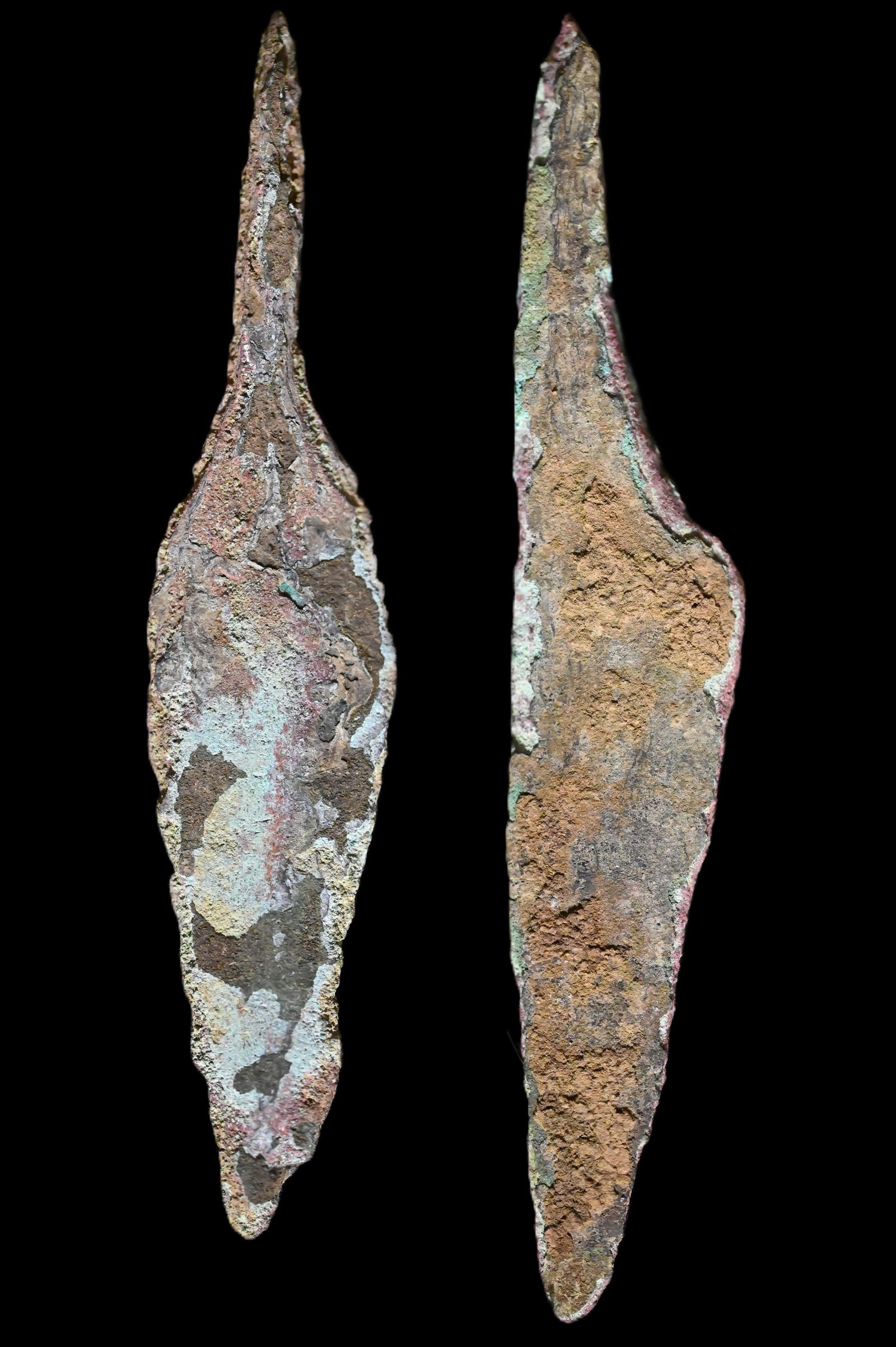 2 Copper Spear/Arrow Tips Found in Oneida Co. Wisconsin 3 1/2" longest. (1 of 4)