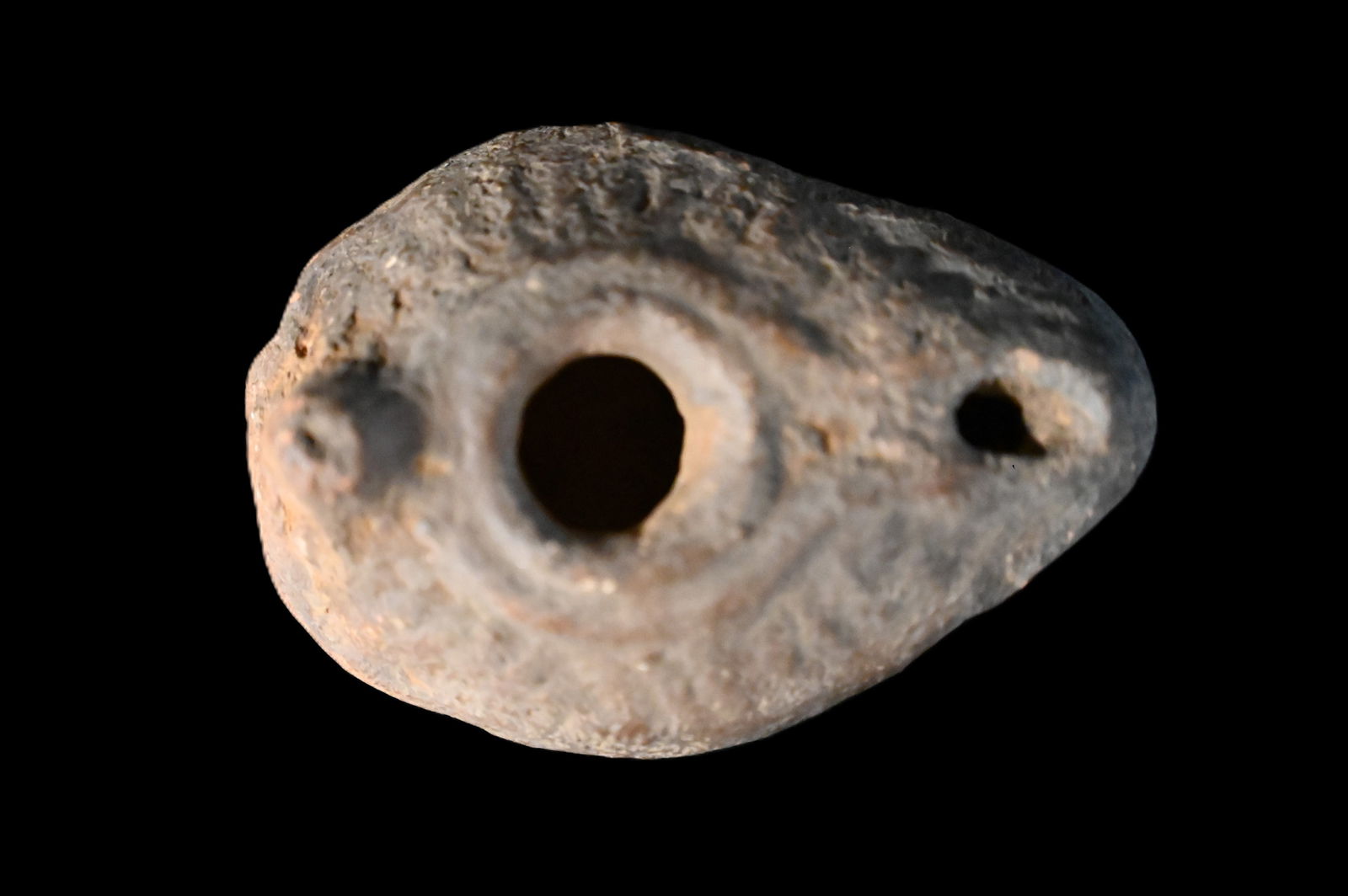 Holy Land Terracotta Oil Lamp Circa 500-700 AD.: Ancient Roman Fired Clay Terracotta Oil Lamp from the Brzantine Era. Used as the main source of light for thousands of years the oil lamp was a very important inventions that was only slightly modifie