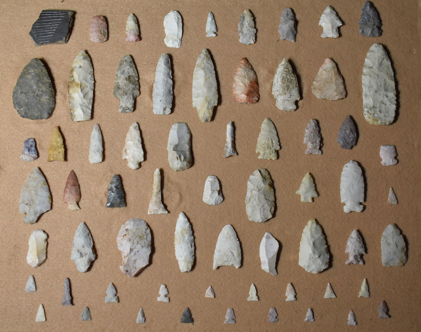 Frame of over 60 Arrowheads and Stone Tools found in Missouri and Illinois (1 of 9)