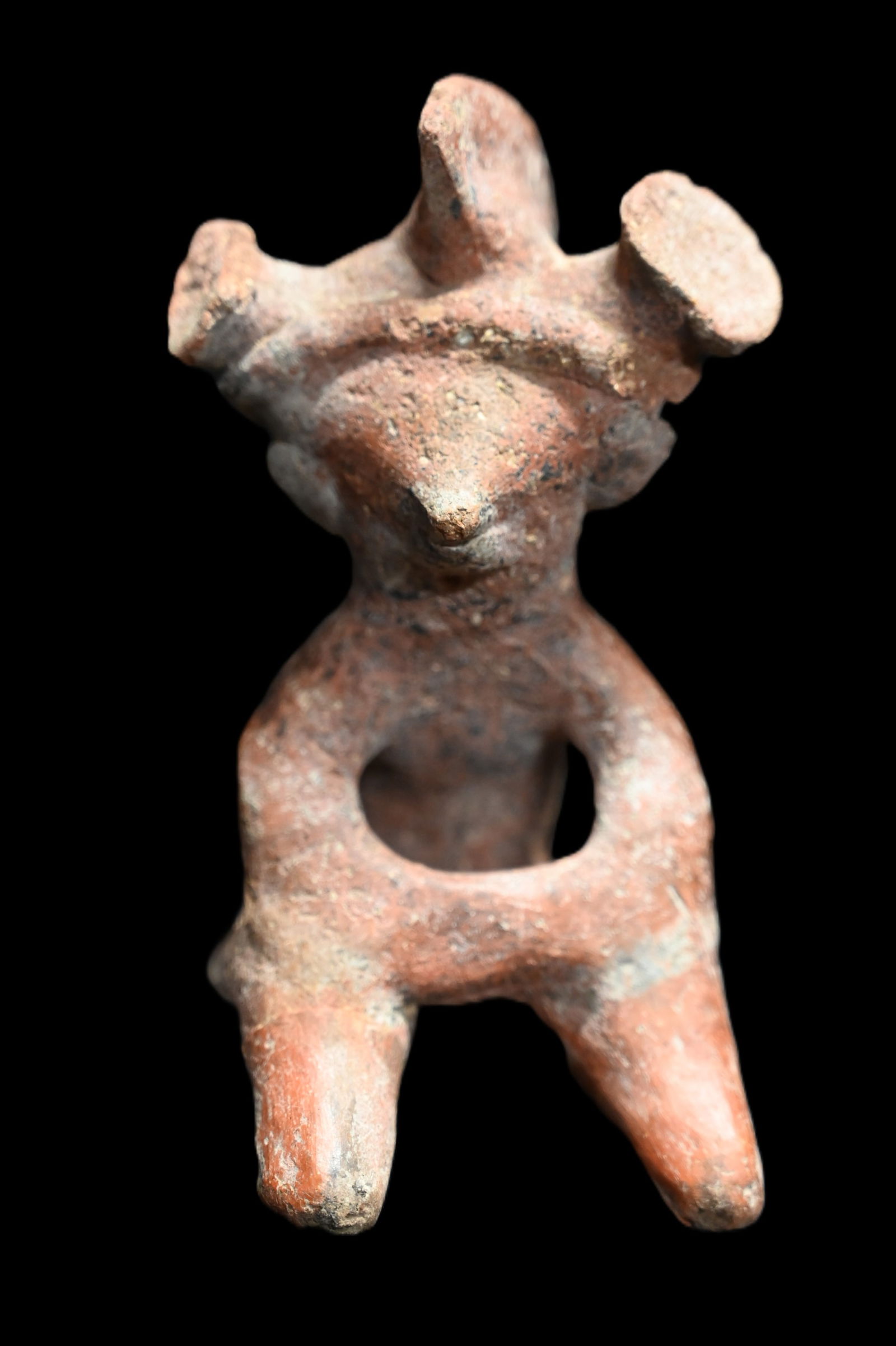 5 1/2" Authentic Pre-Columbian  Pottery Male Figure Seated with Folded Arms.  Excellent Condition (1 of 7)
