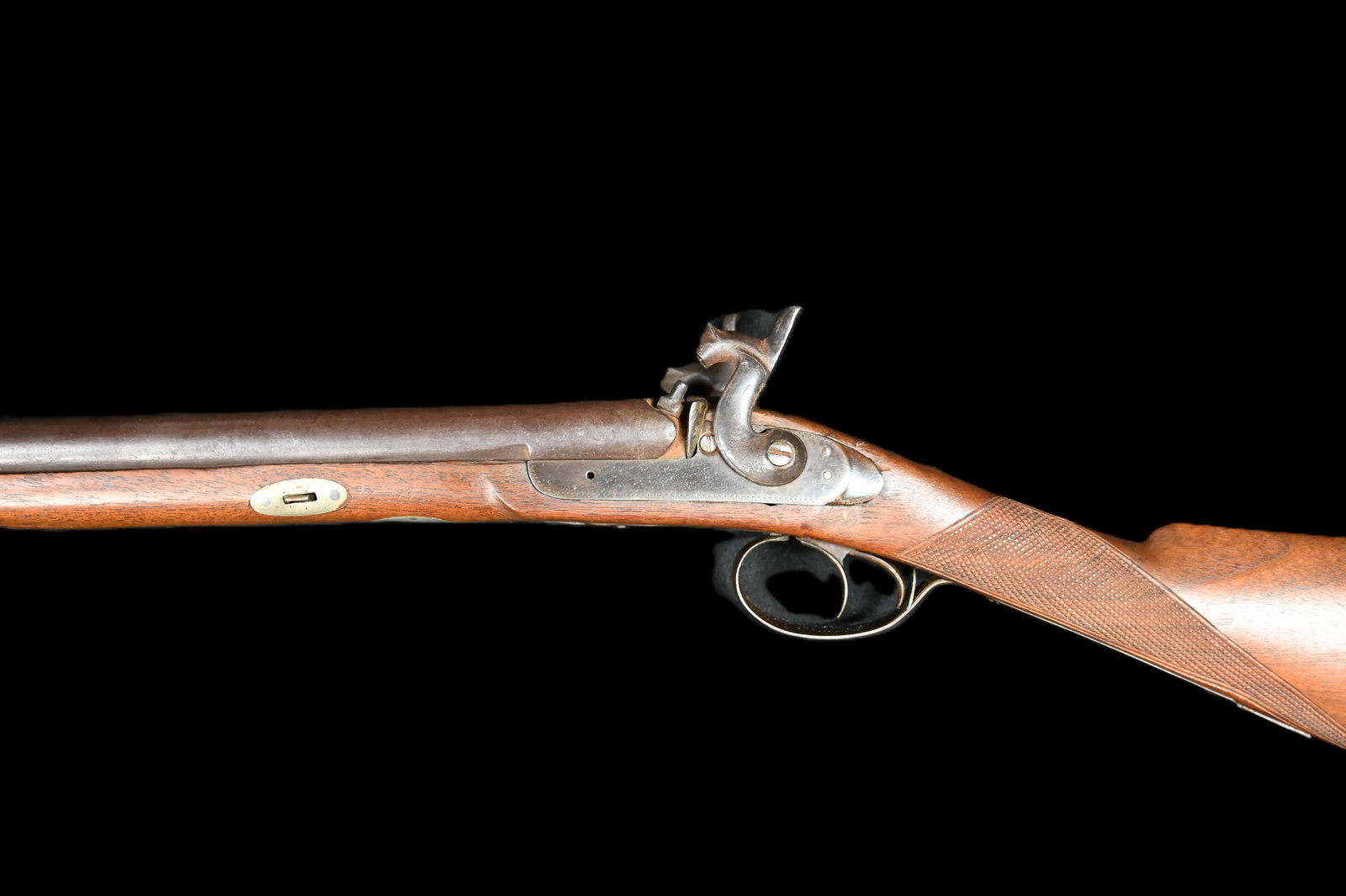 Anver Percussion Double Barrel Shotgun 47" Long. Has F.A. Vogel on the bottom of the stock. This: Anver Percussion Double Barrel Shotgun 47" Long. Has F.A. Vogel on the bottom of the stock. This gun is pre 1894 and not operational.