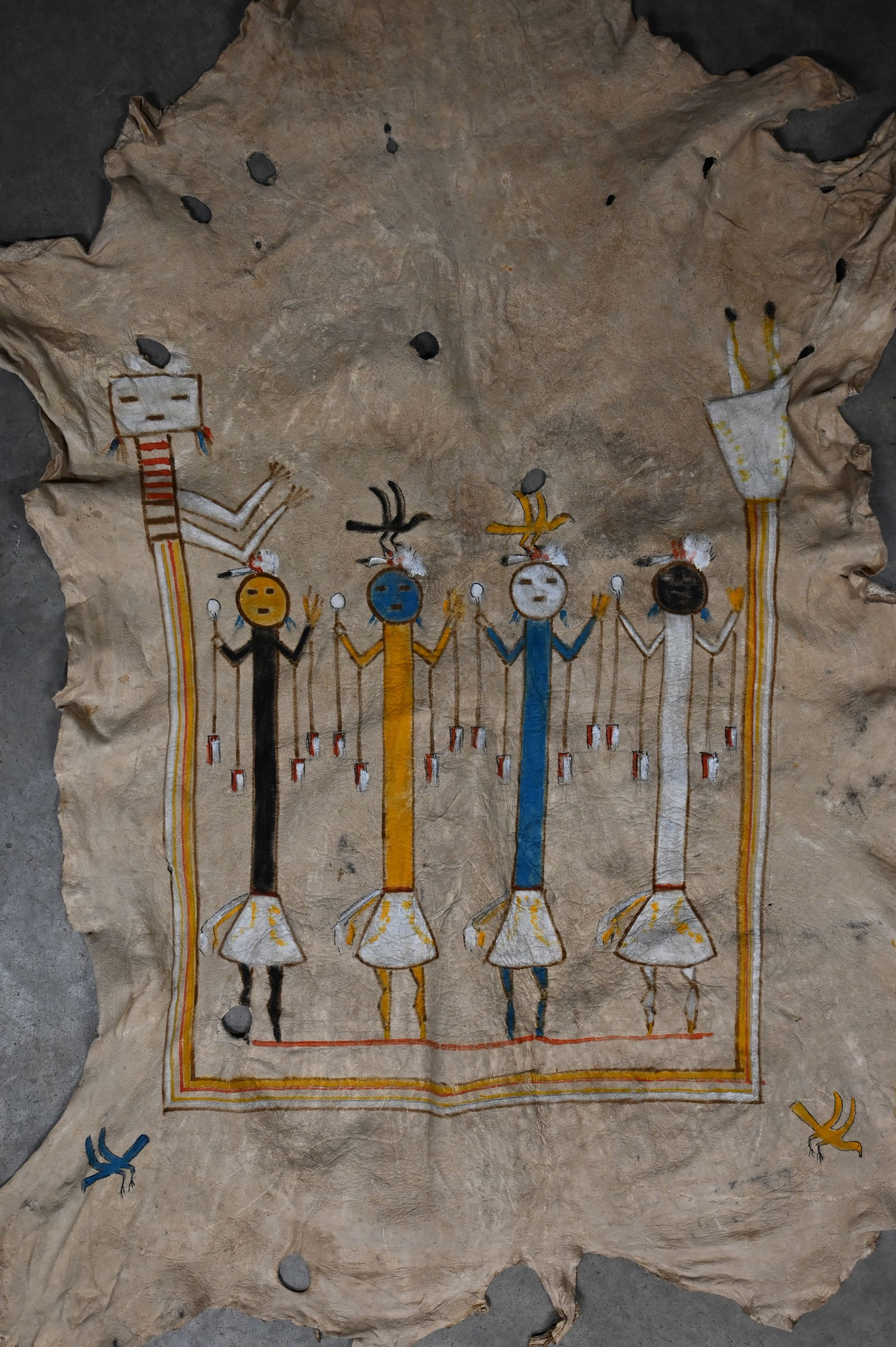 Navajo Painted Rainbow Yei Deerskin Hide 32" x 62". (1 of 12)