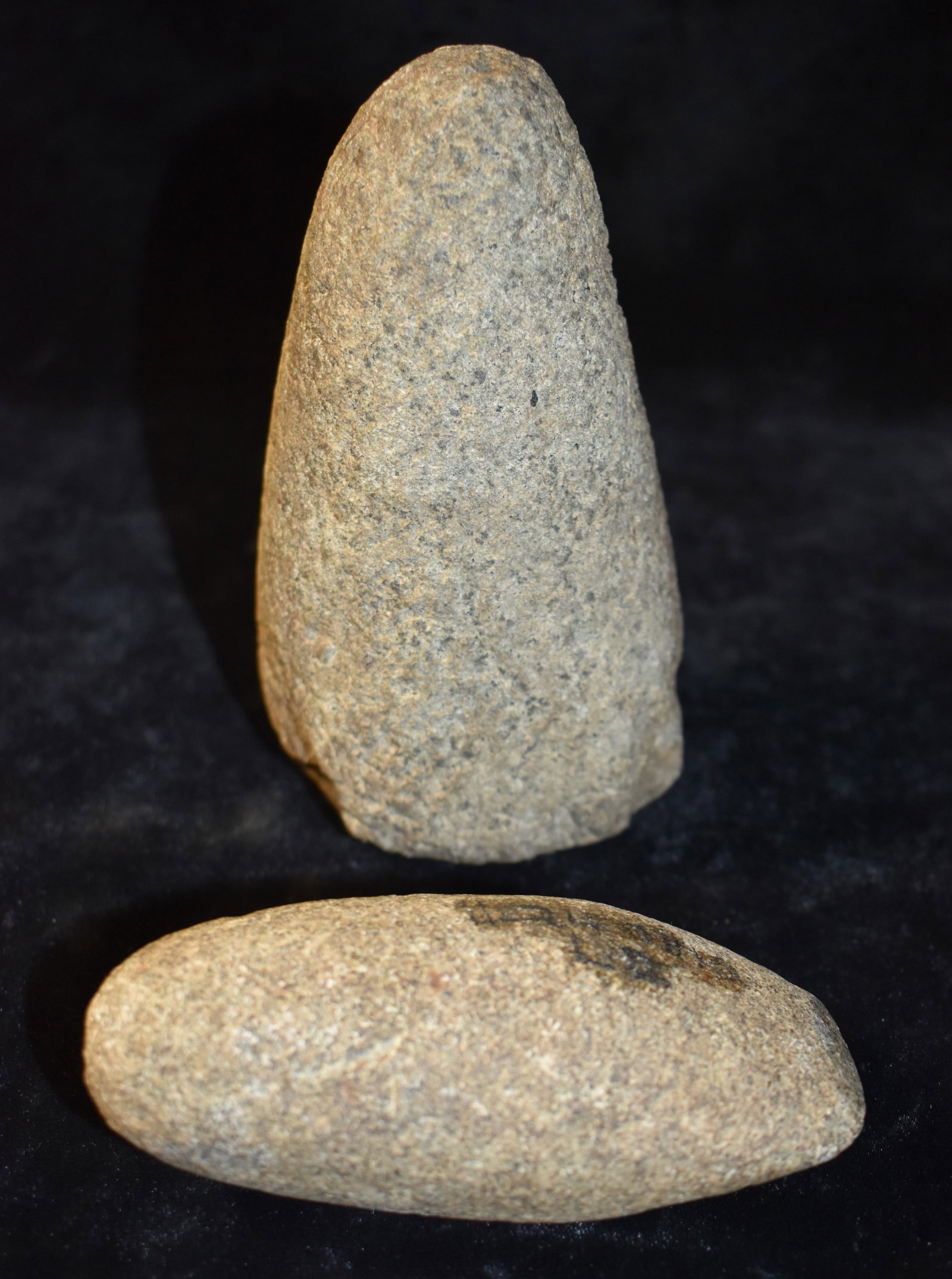 Granite Pedestal and Celt found in SE Iowa - 4 1/4" and 5 1/4": Granite Pedestal and Celt found in SE Iowa. Key words: Ancient, Prehistoric Native American Indian Artifacts, Arrowheads, Stone Tools