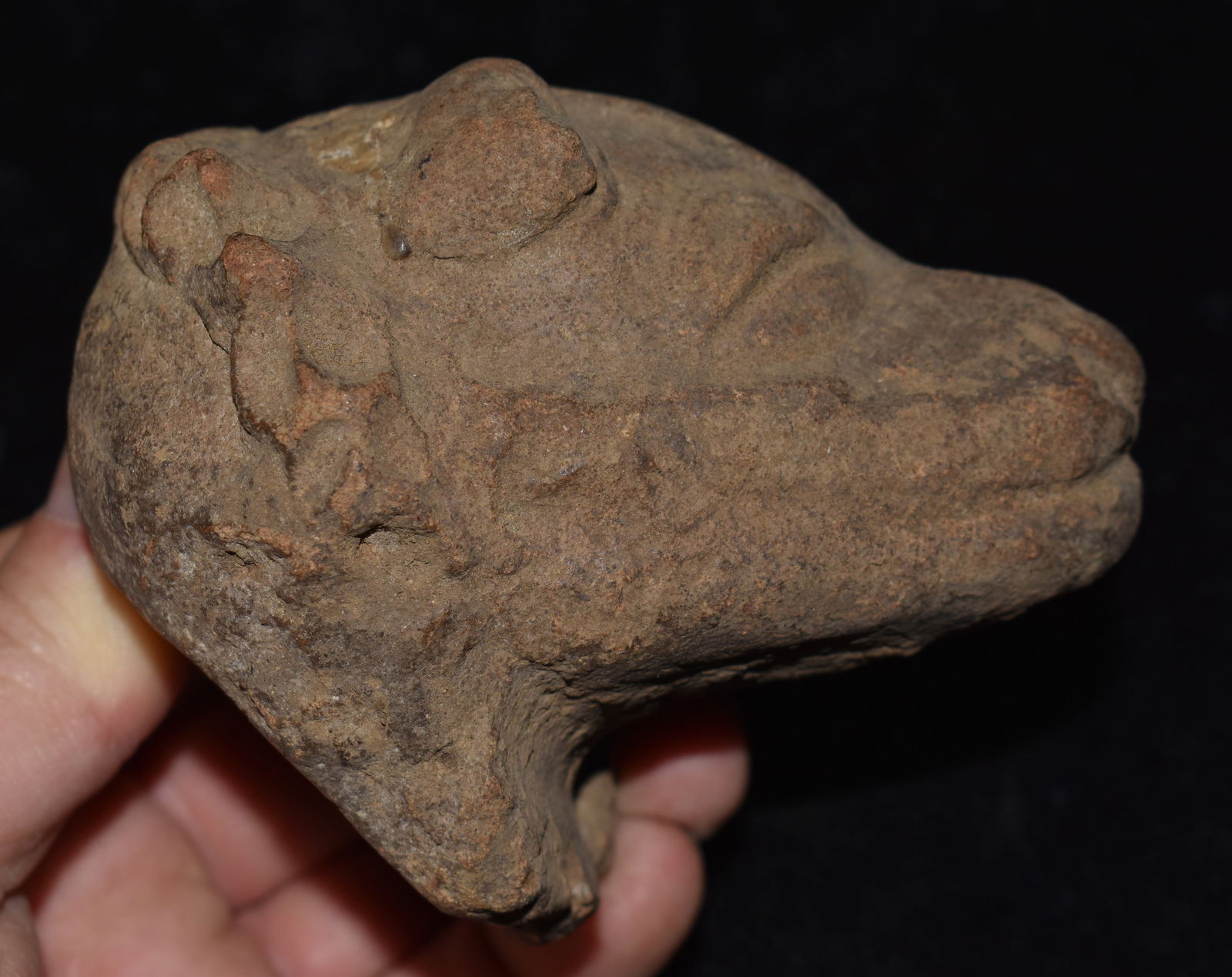 Pre-Columbian Mayan Jaguar Head Incense Burner or Trinket Holder (1 of 6)