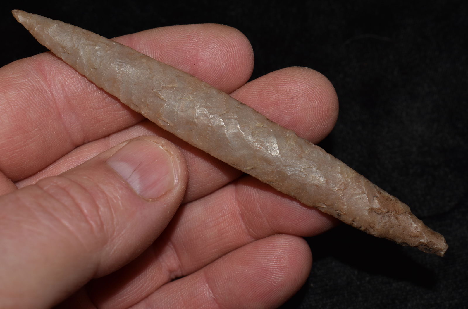 4 1/4" Long Narrow Oblique Flaked Spear Tip found in Central Texas (1 of 9)