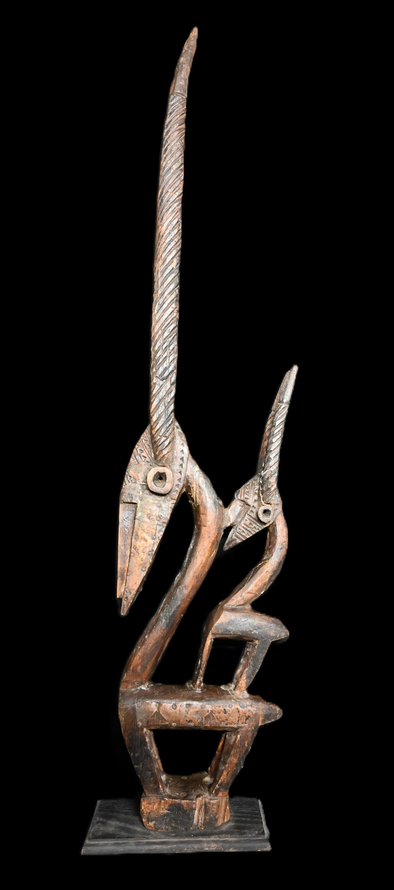 37" Tall Chiwara Bambara Antelope Hand Carved Mali Wood Figure Statue. The Chiwara initiation (1 of 10)