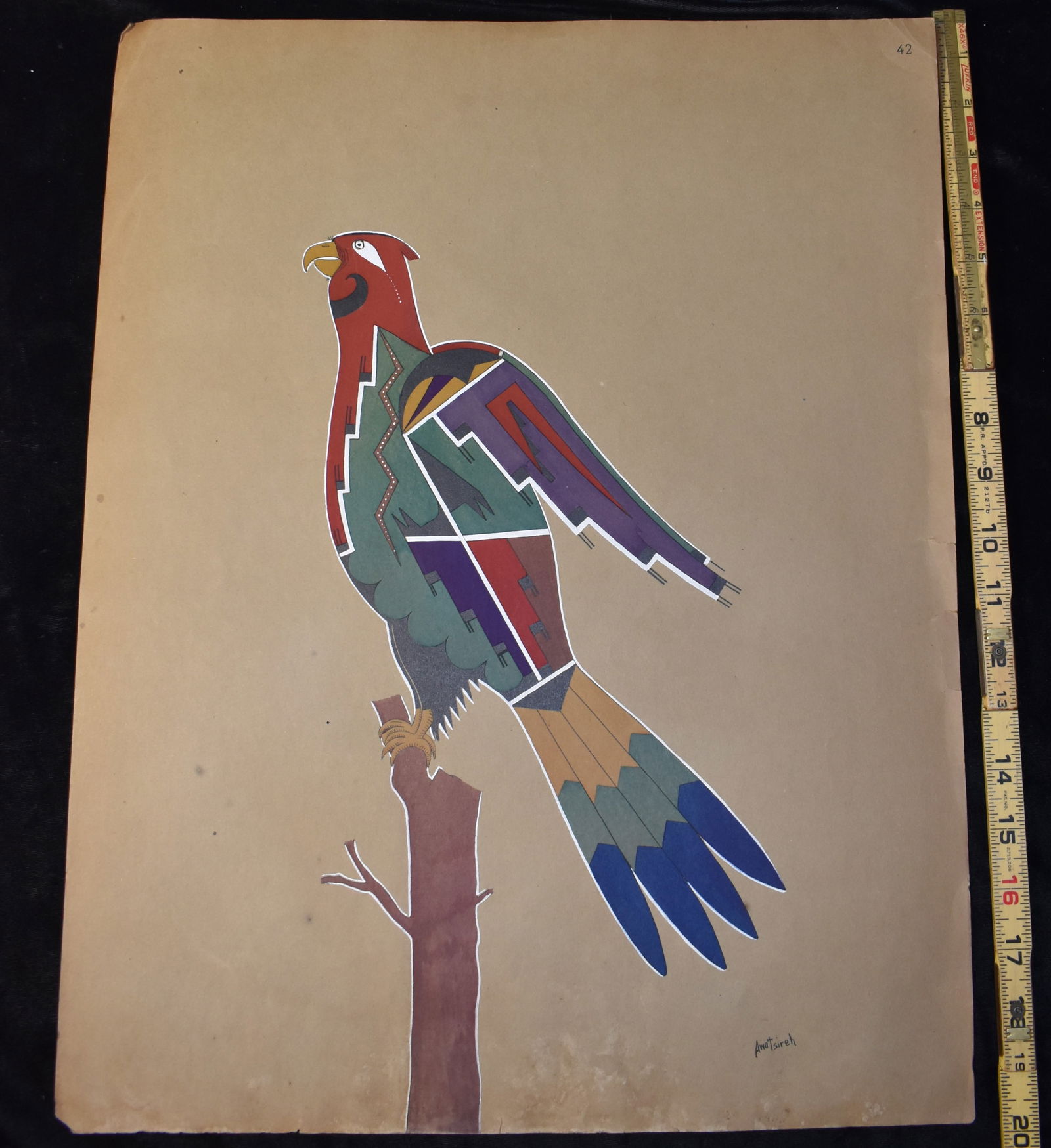 5 Prints from "Pueblo Indian Painting" 1932 - Signed by the Artists : Awa Tsireh, Miguel Martinez & (1 of 5)