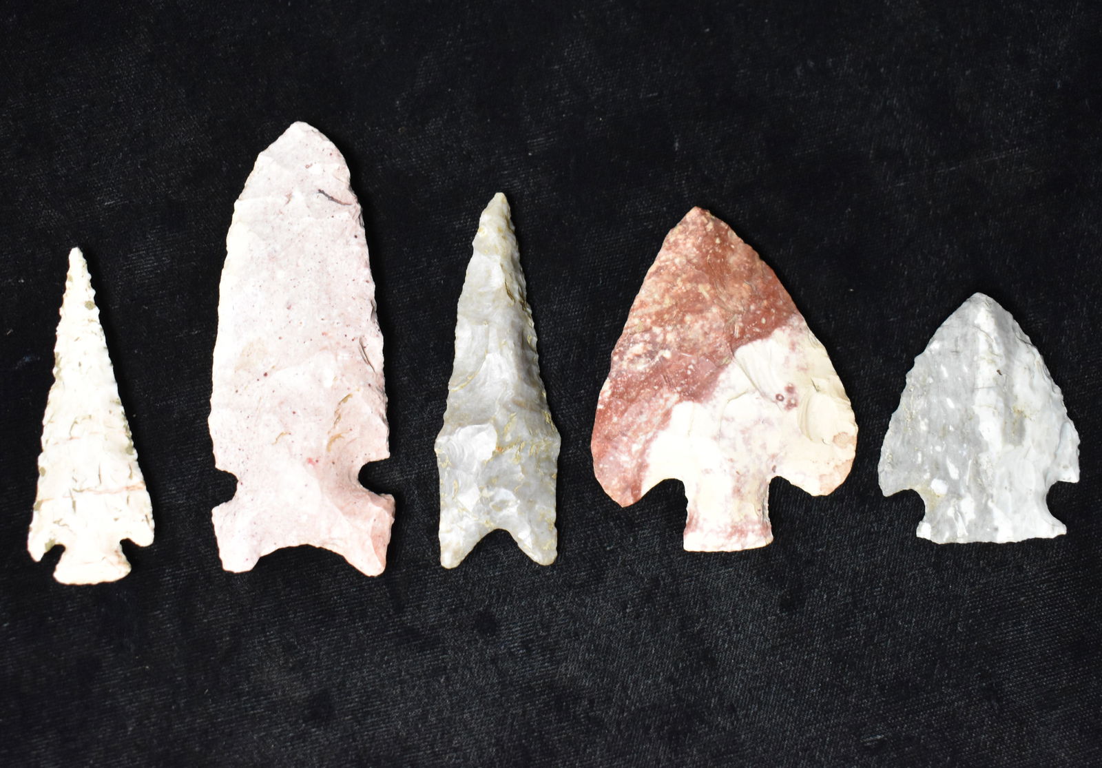 5 Modern Arrowheads - 2 Graham Cave, Dalton etc : 1 7/8" to 3 1/2" (1 of 8)