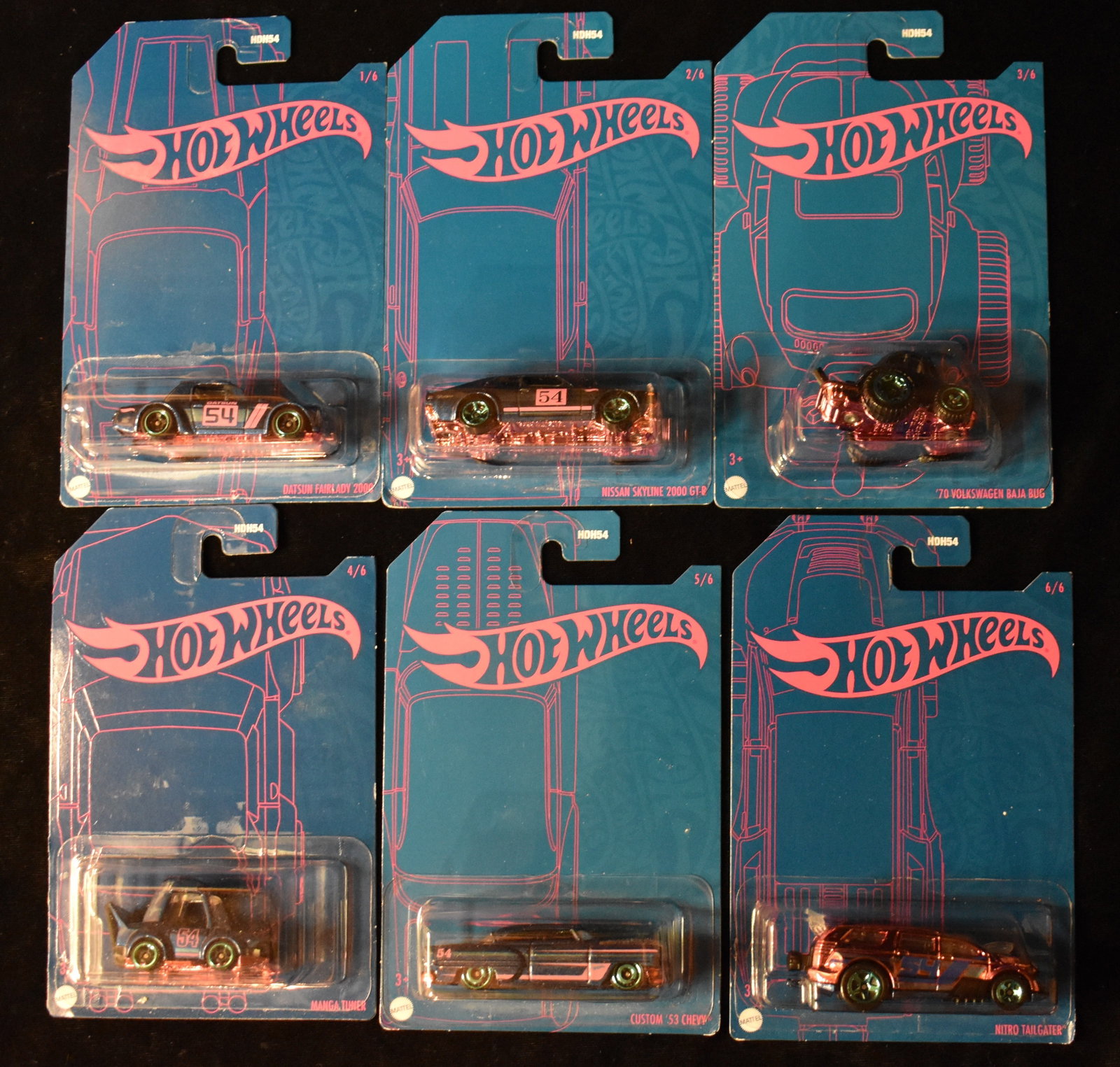 Hot Wheels 2022 Pearl And Chrome 54th Anniversary Set - 6 Car Set: Hot Wheels 2022 Pearl And Chrome 54th Anniversary Set - 6 Car Set. 1:24 Scale hotwheels diecast cars. New in their original packages.