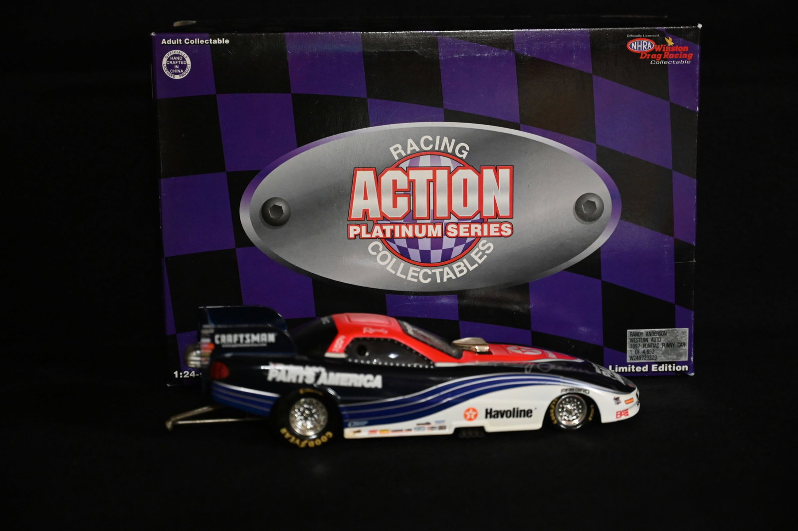 1997 Randy Anderson Signed "Texaco Havoline" 1/24 Scale NHRA Funy Car Produced by Actiion Racing: 1997 Randy Anderson Signed "Texaco Havoline" 1/24 Scale NHRA Funy Car Produced by Actiion Racing Collectables. Wrong Box.