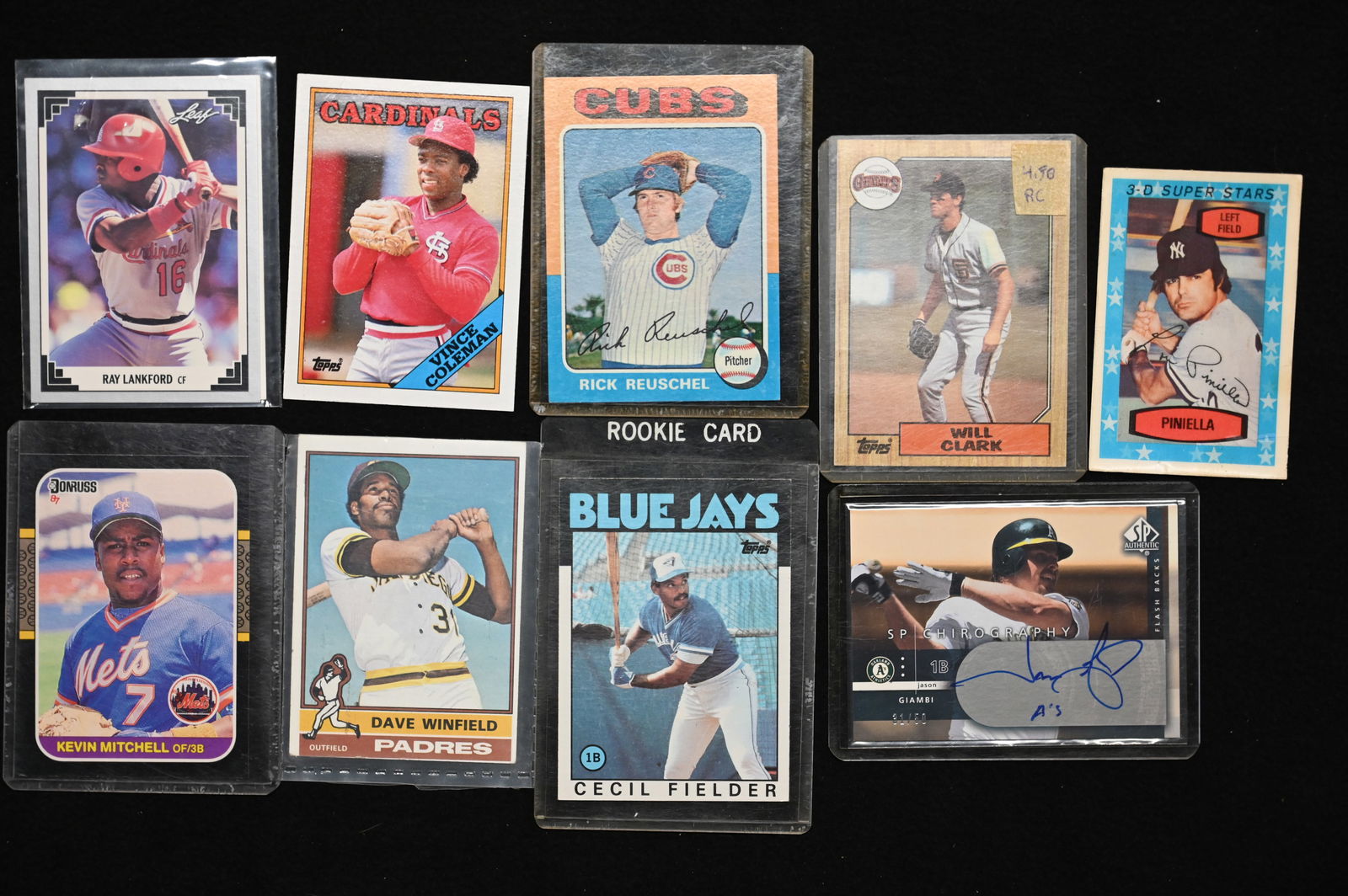 10 Vintage Baseball Cards includes 1986 Cecil Fielder RC, 1976 Dave Winfield, Kevin Mitchell RC, Ray (1 of 7)